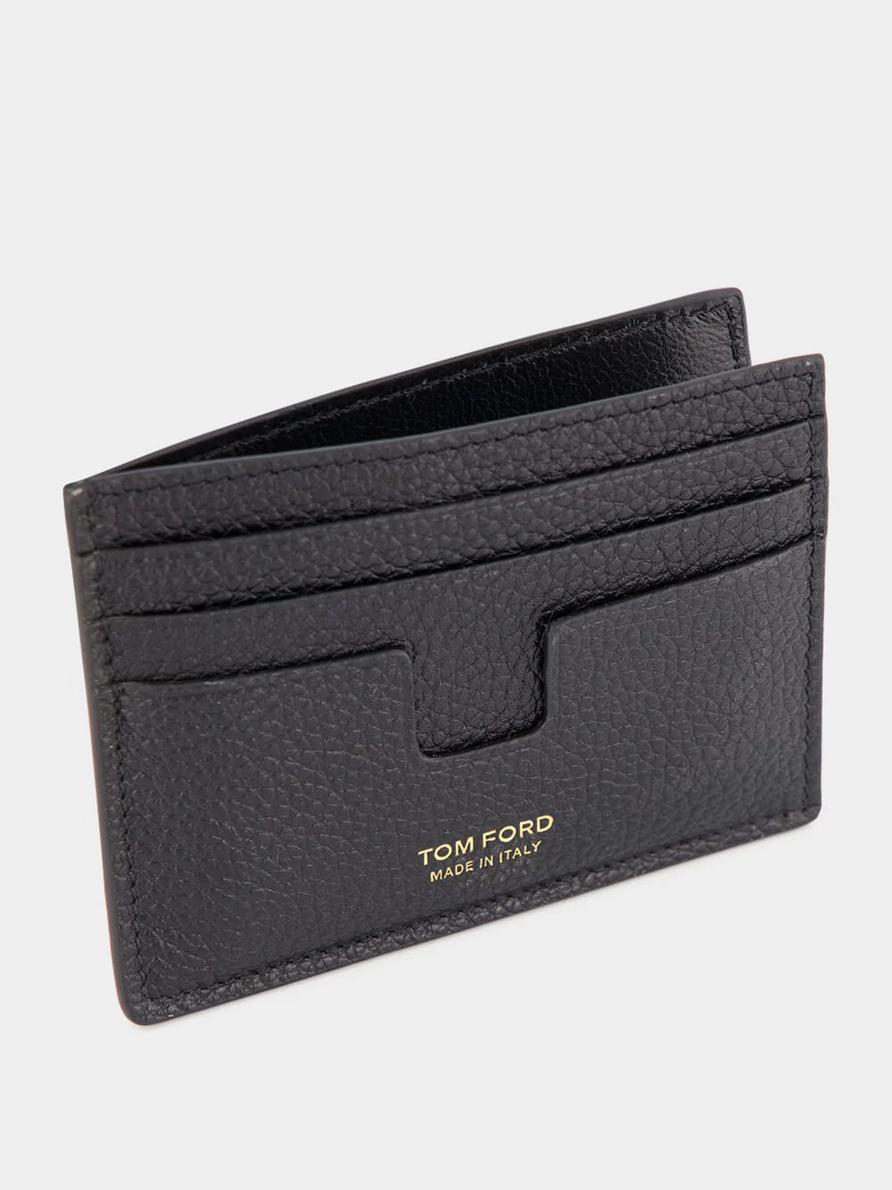 Grained-Leather Black Card Holder - Image 3