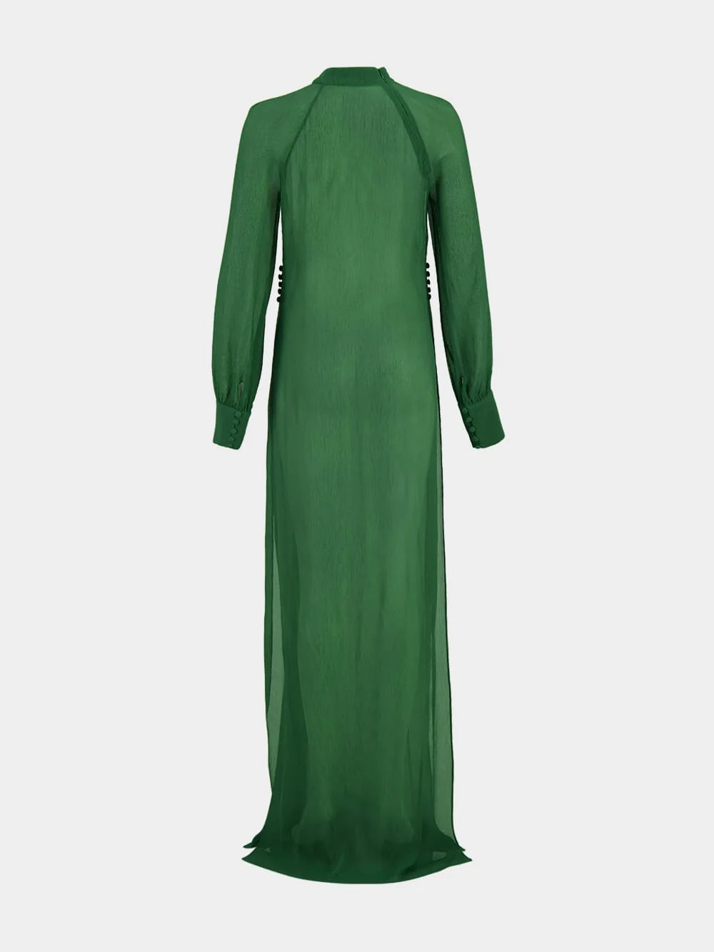 Green Silk Crepon Maxi Dress - Image 4