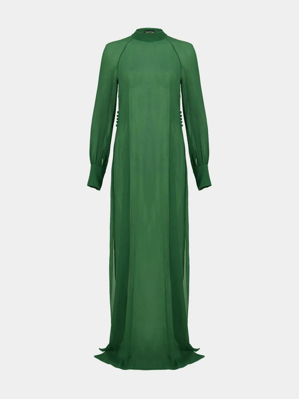 Green Silk Crepon Maxi Dress - Image 7