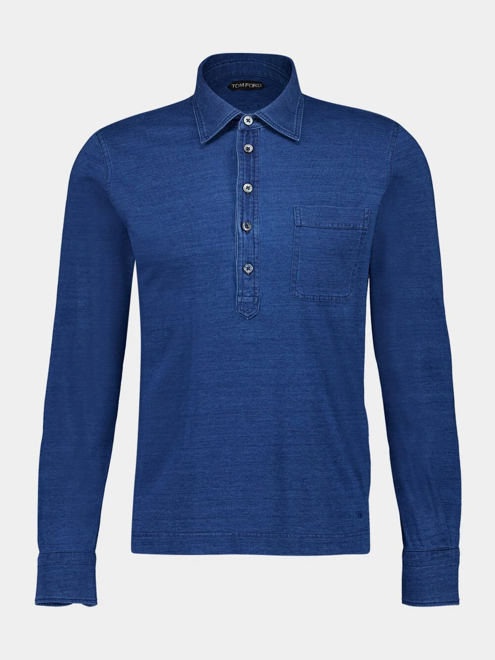 Indigo Blue Regular Fit Long-Sleeve Polo Shirt