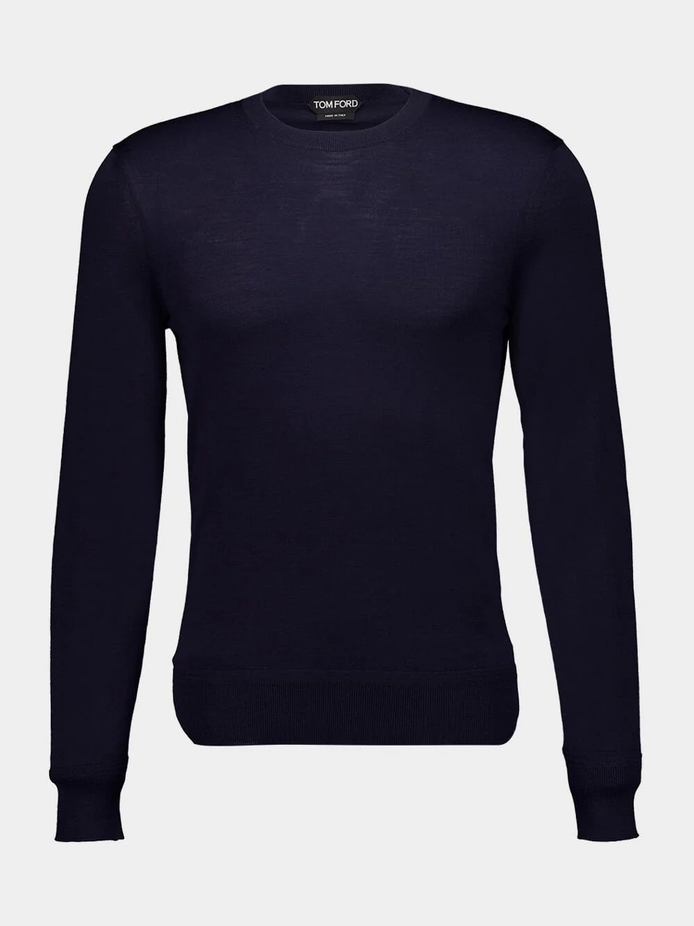 Ink Blue Fine Gauge Pure Wool Crew Neck Sweater - Image 2