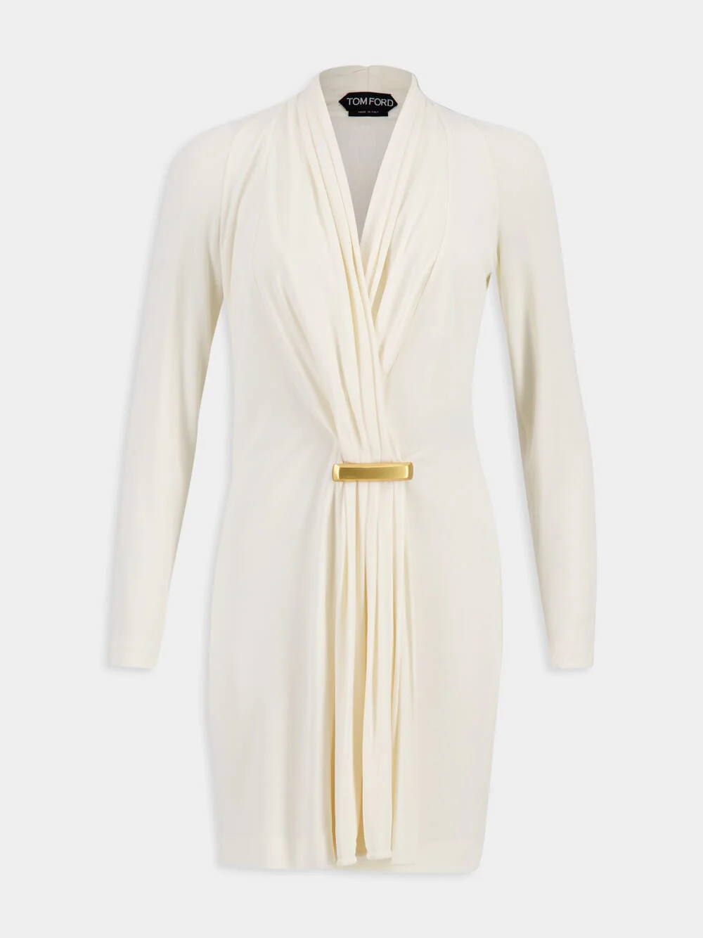 Ivory V-Neck Long Sleeve Cocktail Dress - Image 2