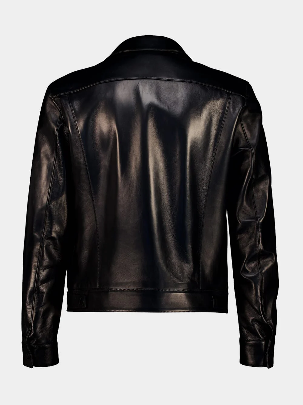 Black Nappa Grain Leather Collar Blouson - Image 3