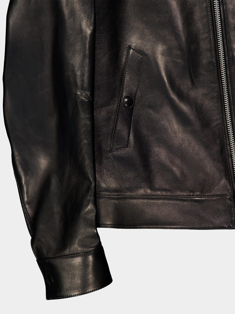 Black Nappa Grain Leather Collar Blouson - Image 6
