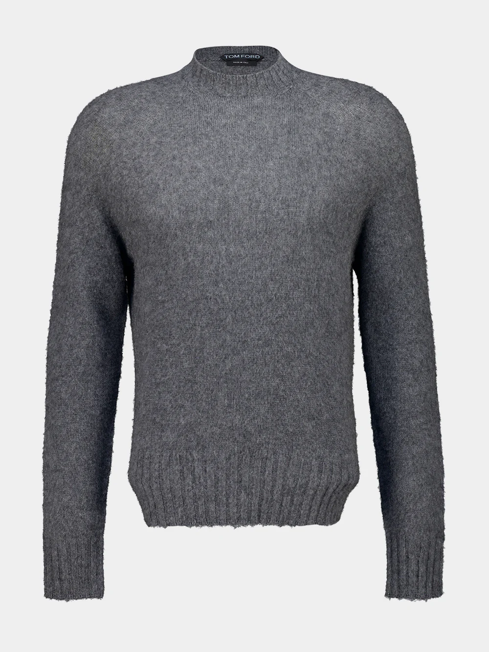 Light Charcoal Brushed Cashmere Crew Neck Sweater