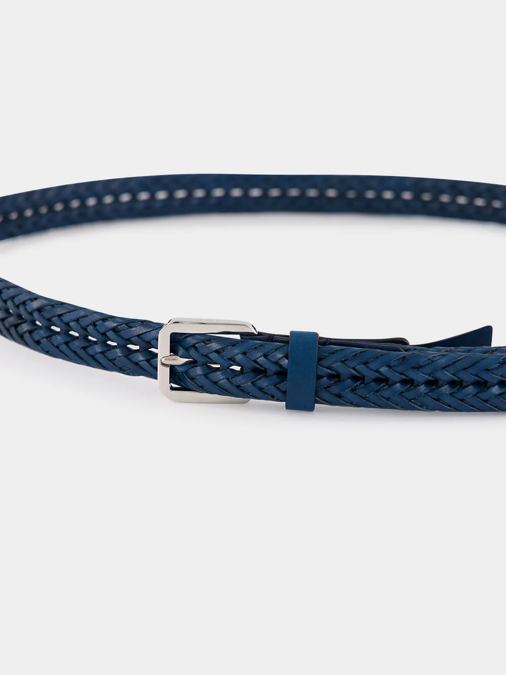 Marine Blue Braided Leather Belt - Image 3