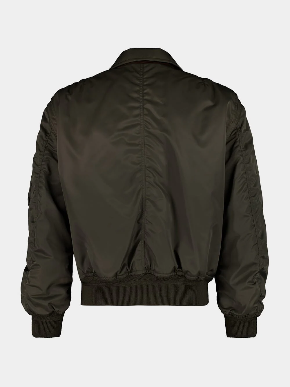 Military Green Satin Nylon Bomber - Image 2