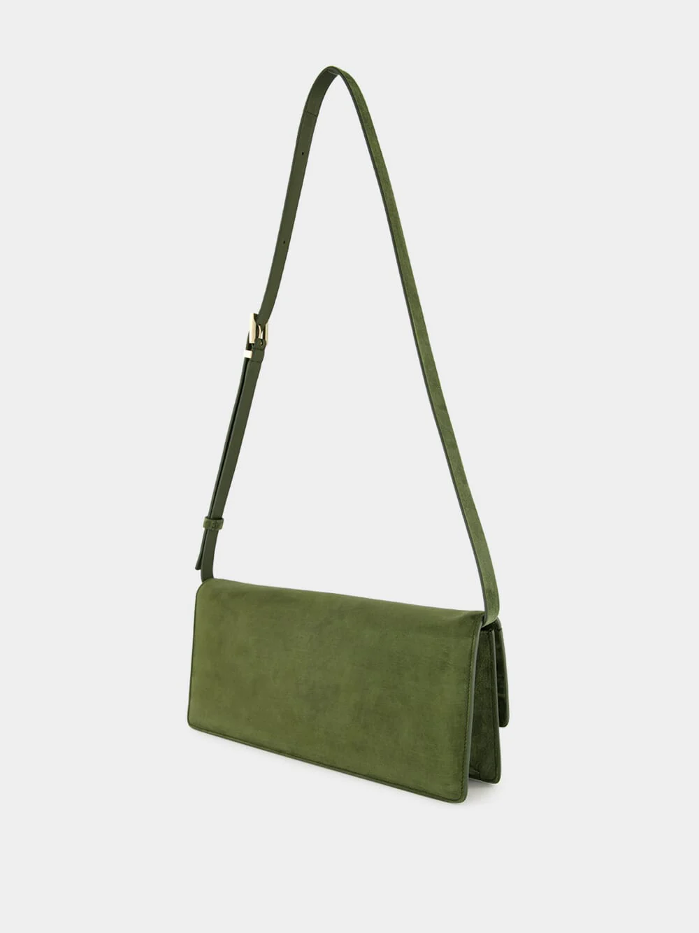 Moss Green Cashmere Suede Shoulder Bag - Image 5