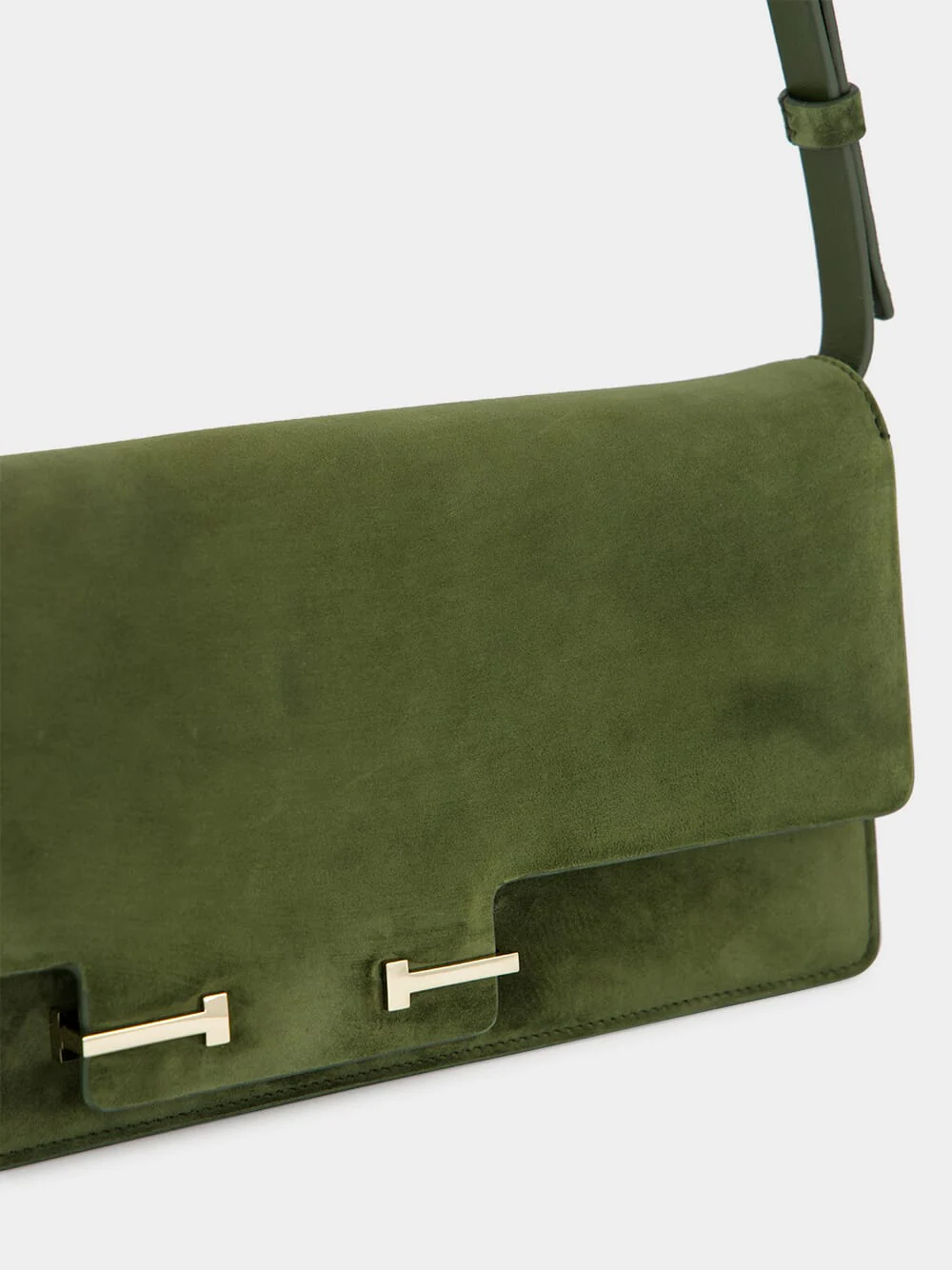 Moss Green Cashmere Suede Shoulder Bag - Image 7