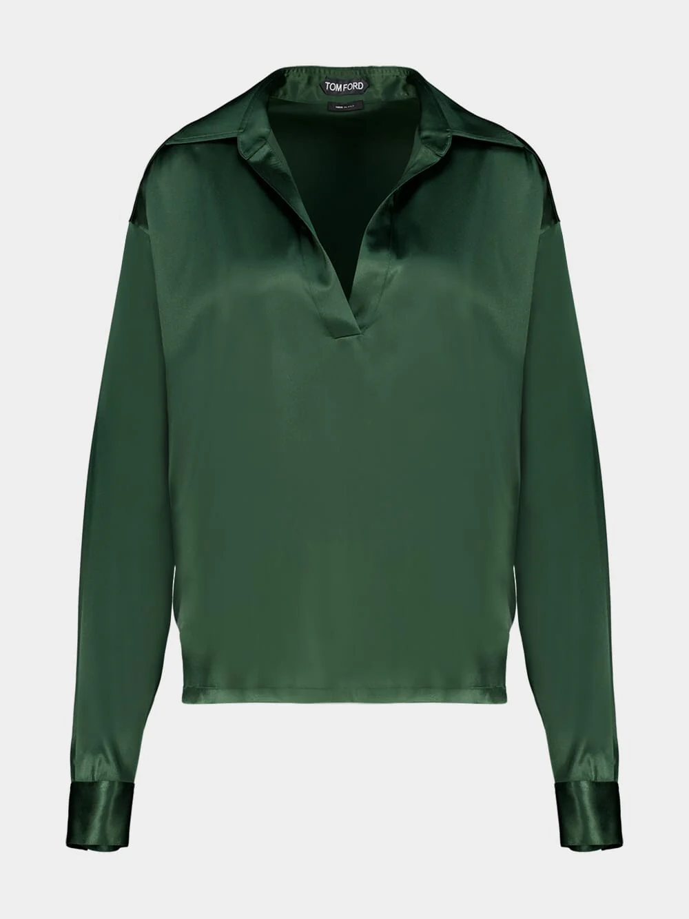 Moss Green Silk Satin Polo Shirt