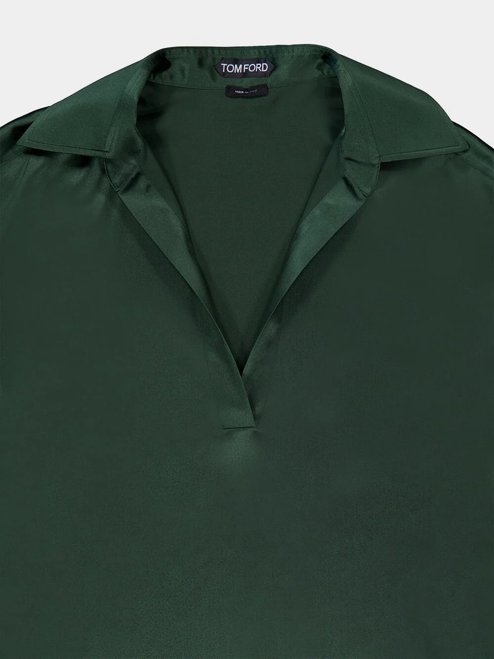 Moss Green Silk Satin Polo Shirt - Image 5
