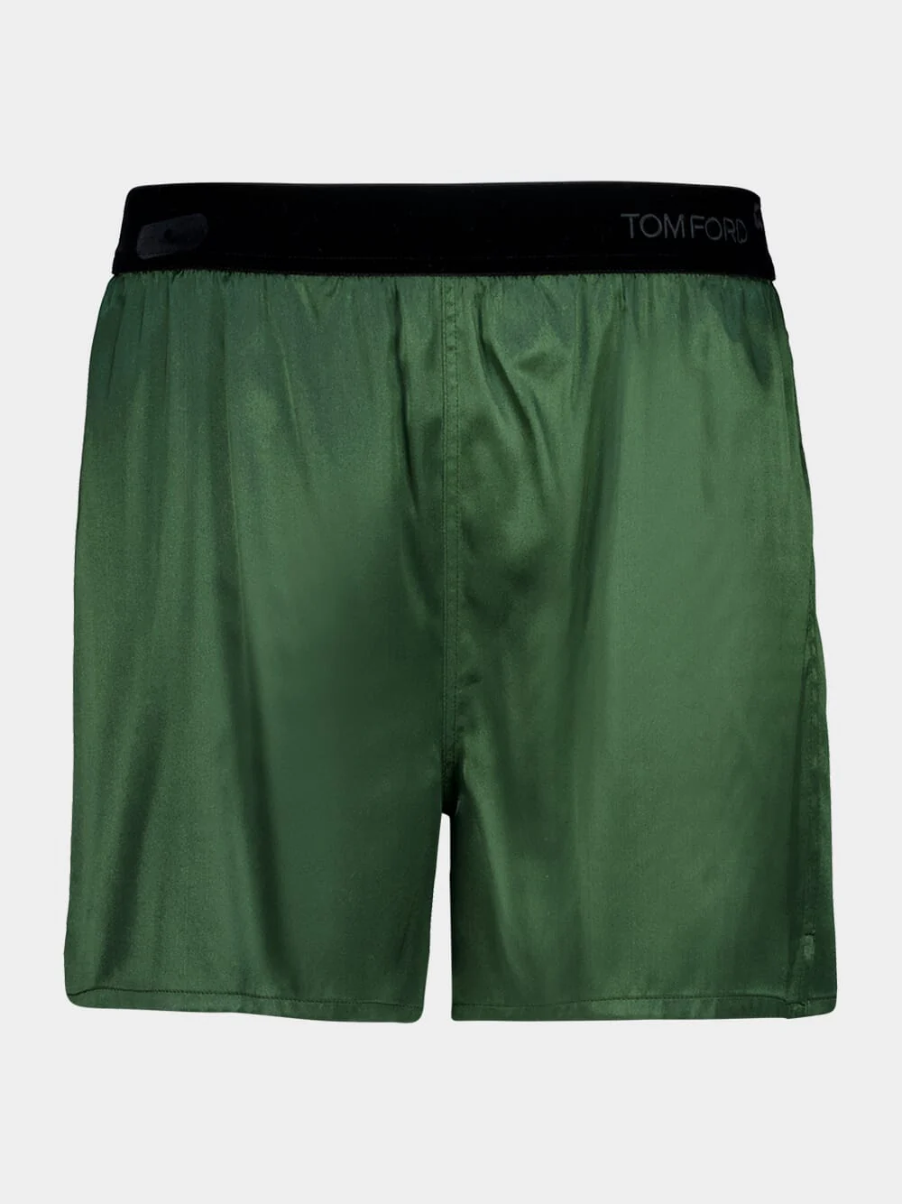 Moss Green Stretch Silk Satin PJ Shorts