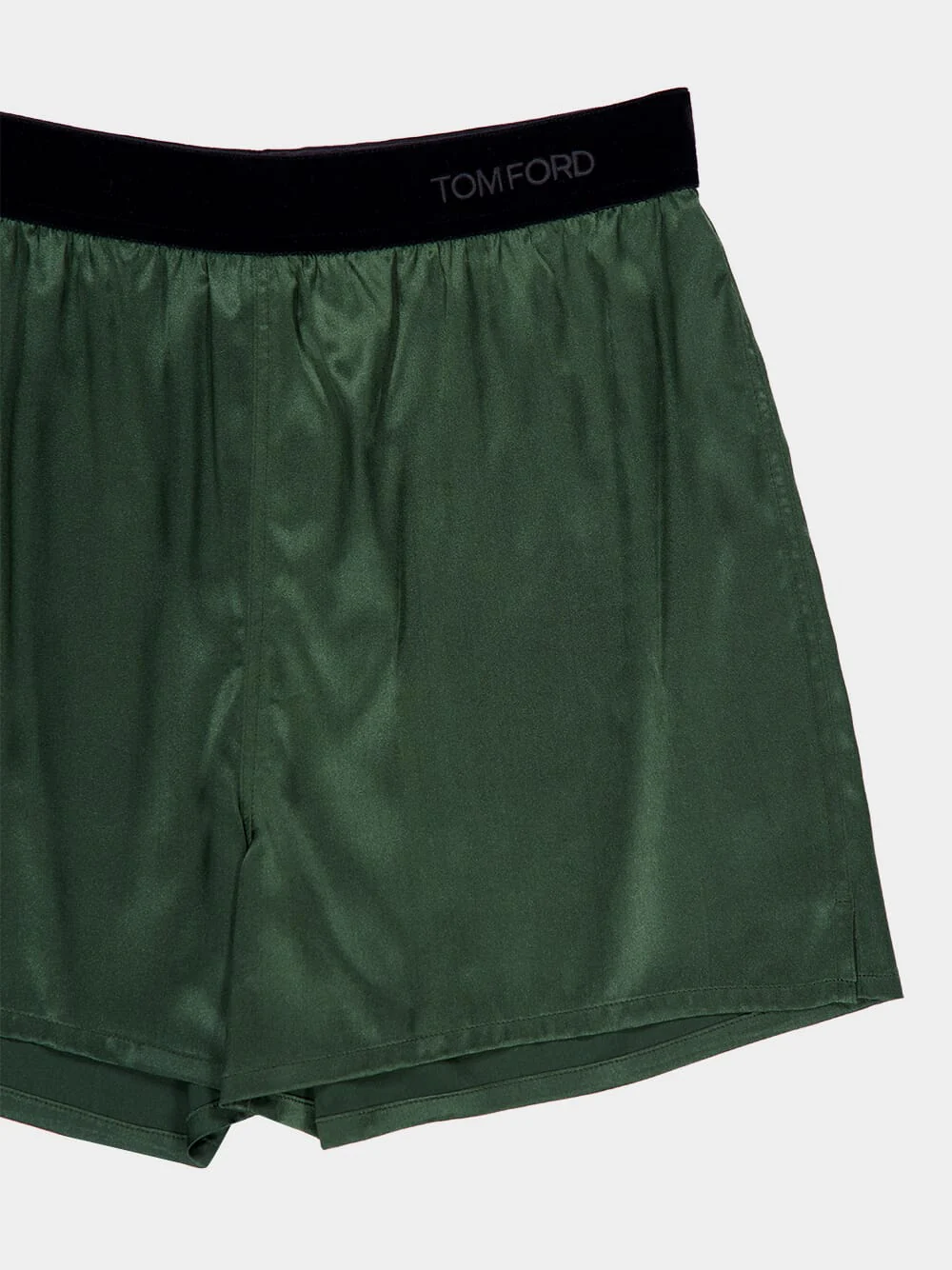 Moss Green Stretch Silk Satin PJ Shorts - Image 3