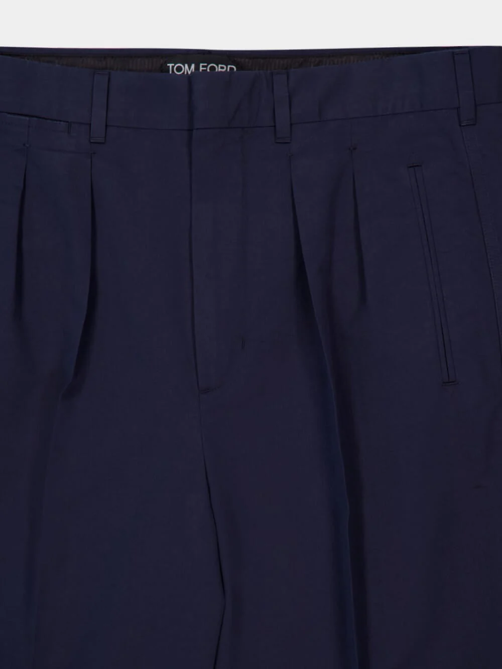 Navy Blue Double-Pleat Sport Trousers in Fluid Cotton and Silk - Image 7