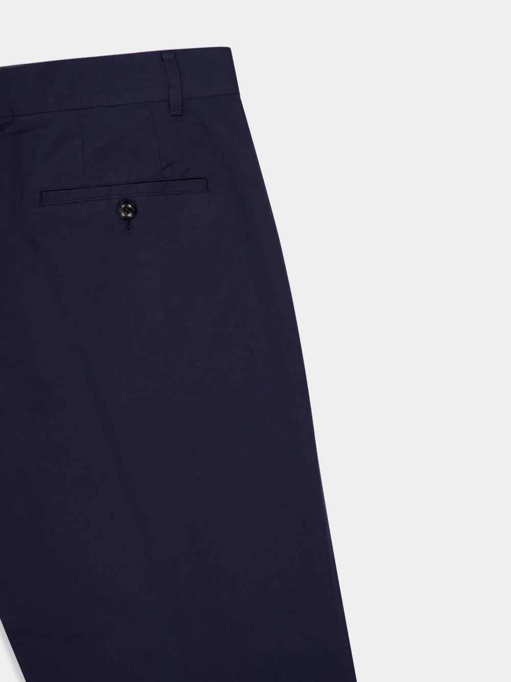 Navy Blue Double-Pleat Sport Trousers in Fluid Cotton and Silk - Image 8