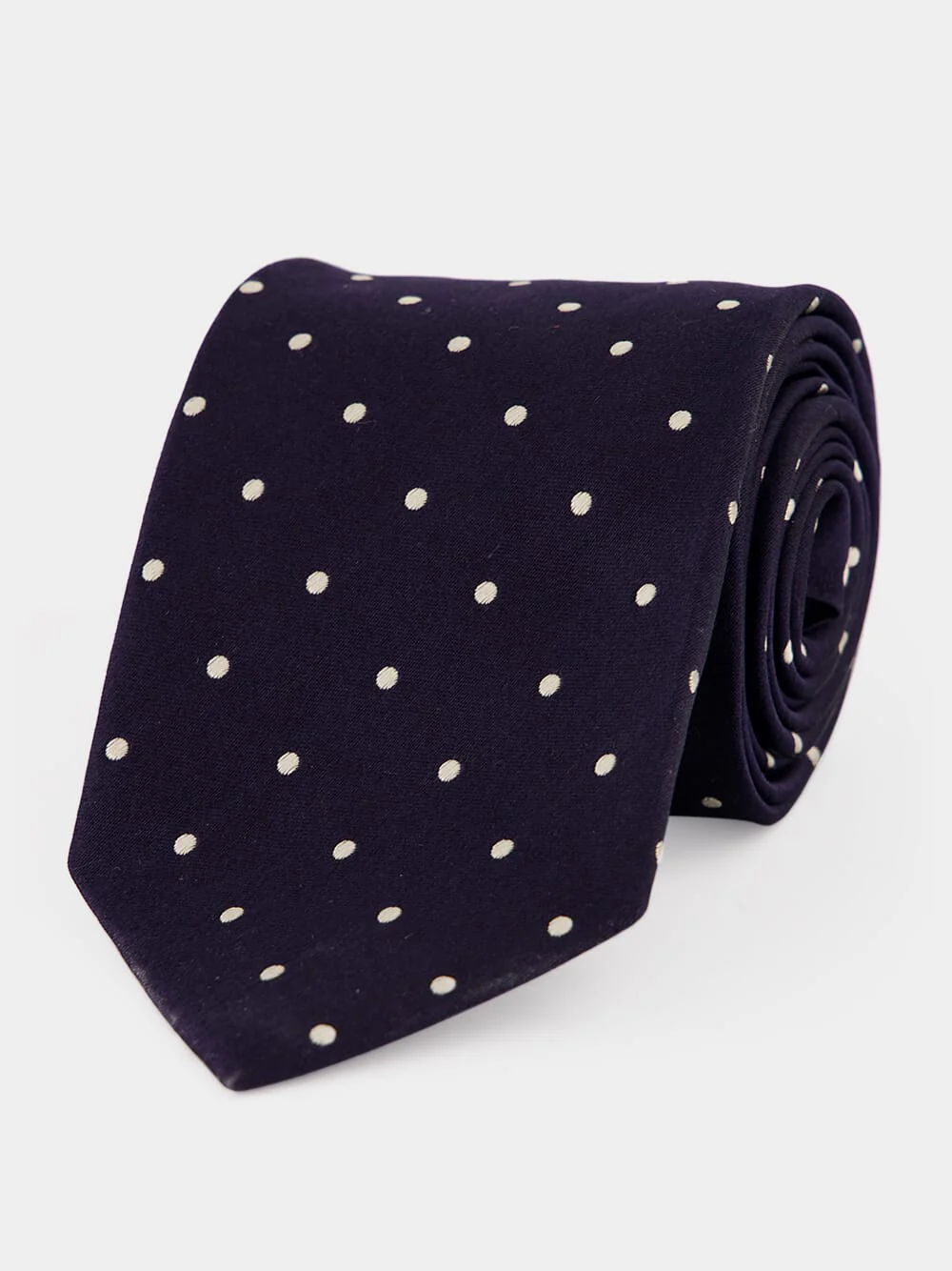 Navy Polka Dot Silk Tie