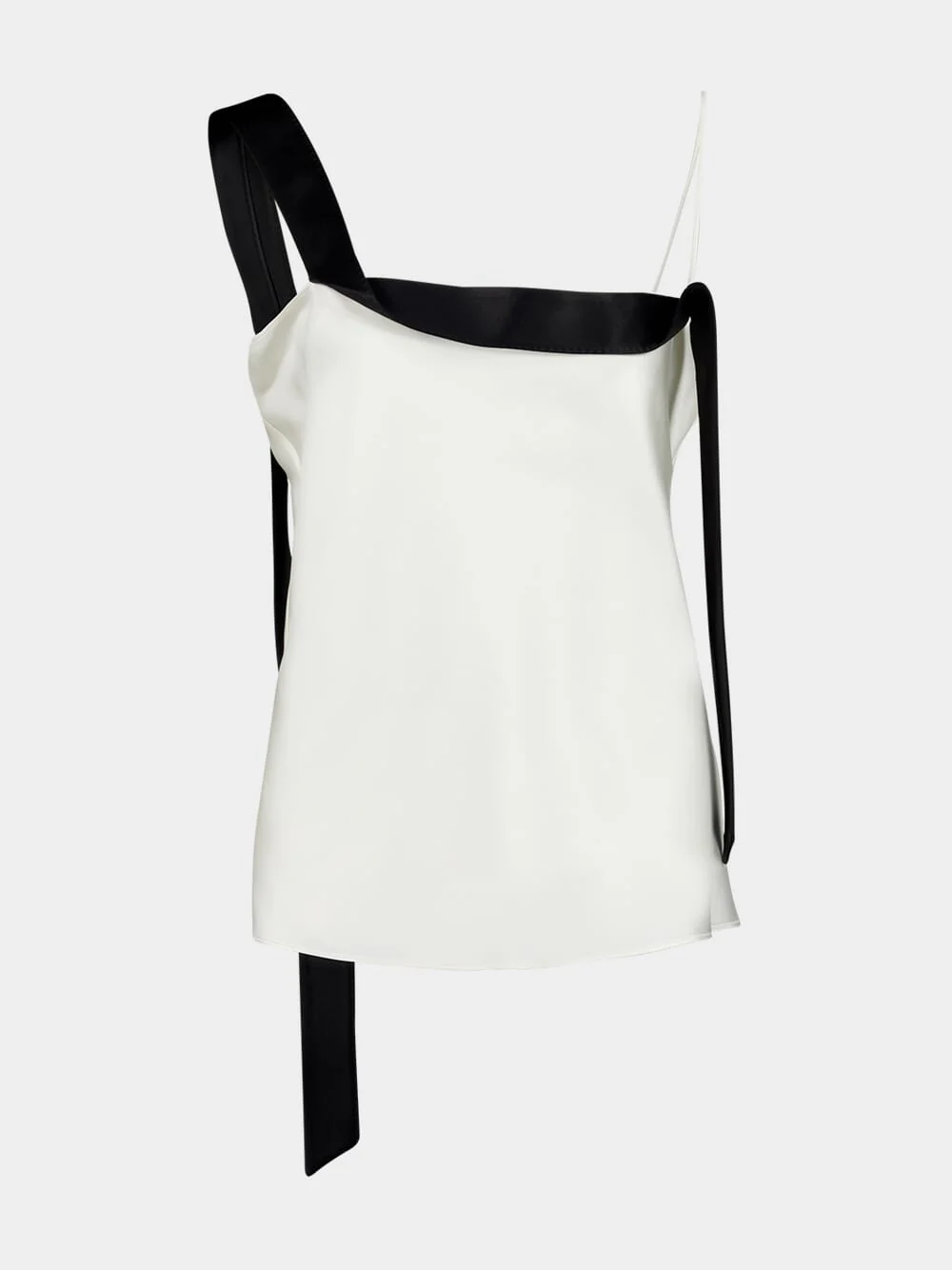 Off-White Silk Camisole with Tuxedo Band - Image 2