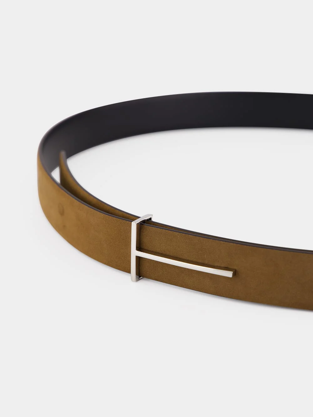 Olive Brown Suede Calf Leather Belt - Image 3