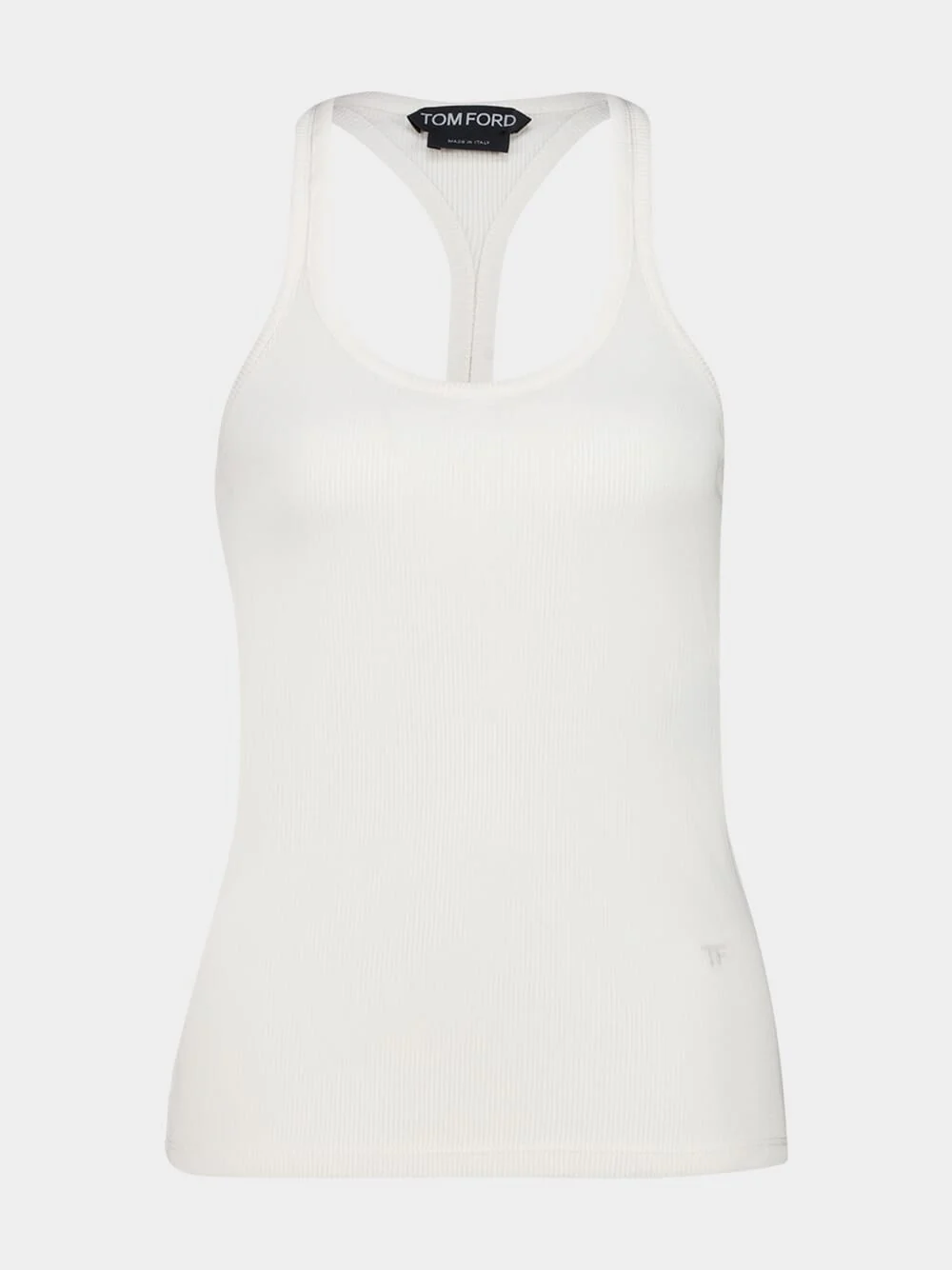 Optical White Ribbed Silk Tank Top