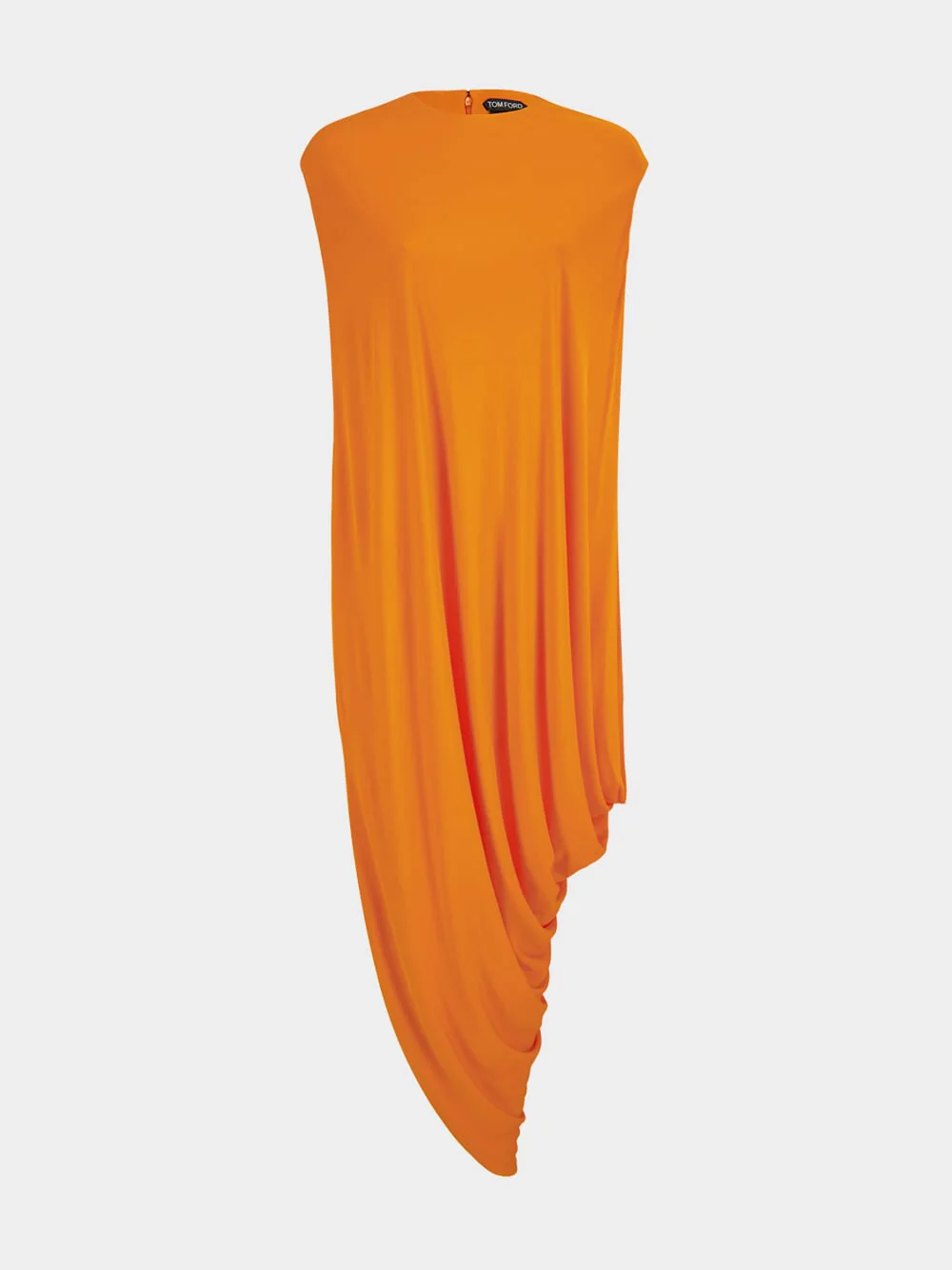Orange Fluorescent Jersey Asymmetric Sleeveless Dress