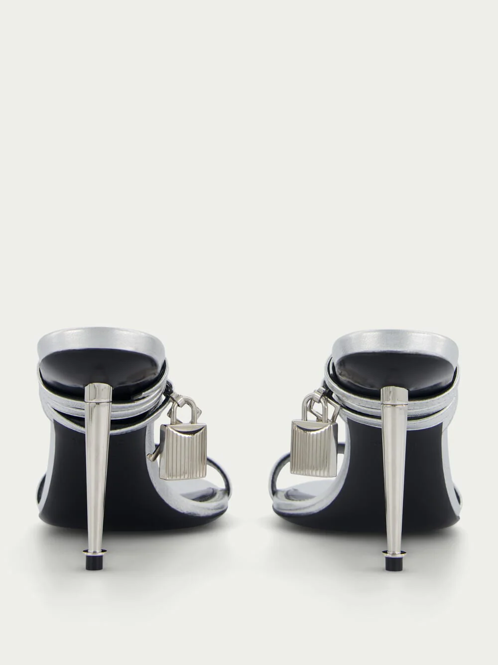 Padlock Pointy Naked 85mm Leather Sandals - Image 5