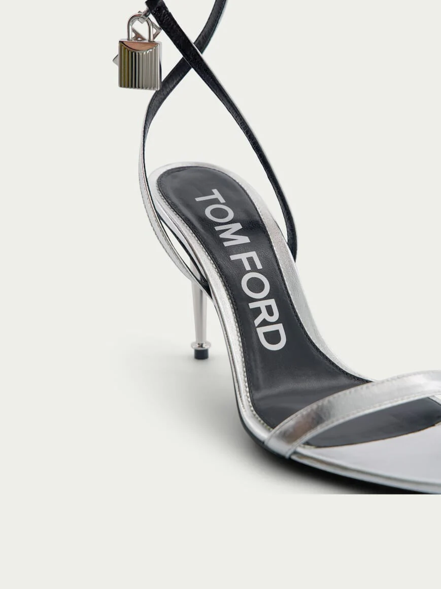 Padlock Pointy Naked 85mm Leather Sandals - Image 6