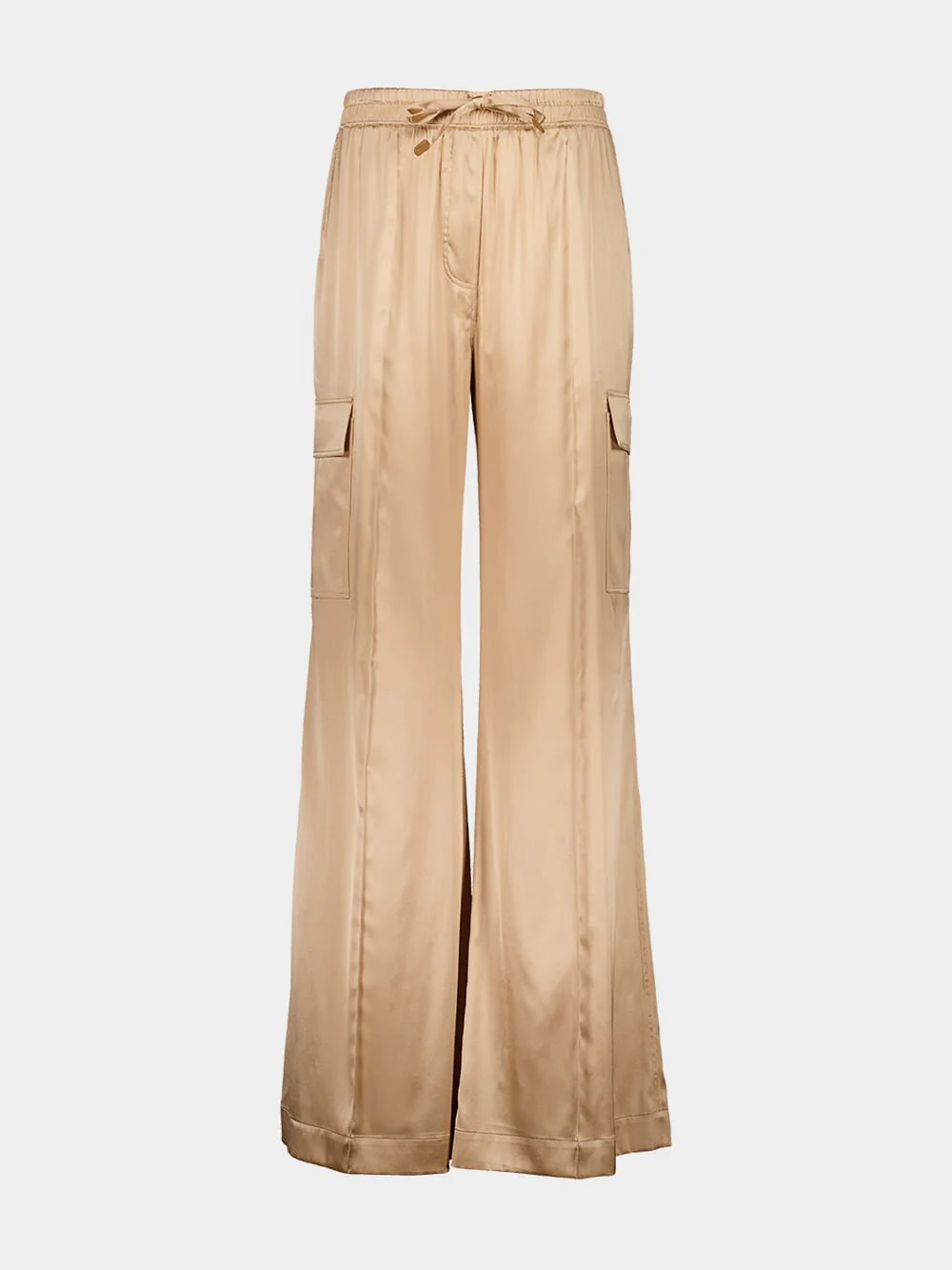 Pale Beige Stretch Silk Cargo PJ Pants