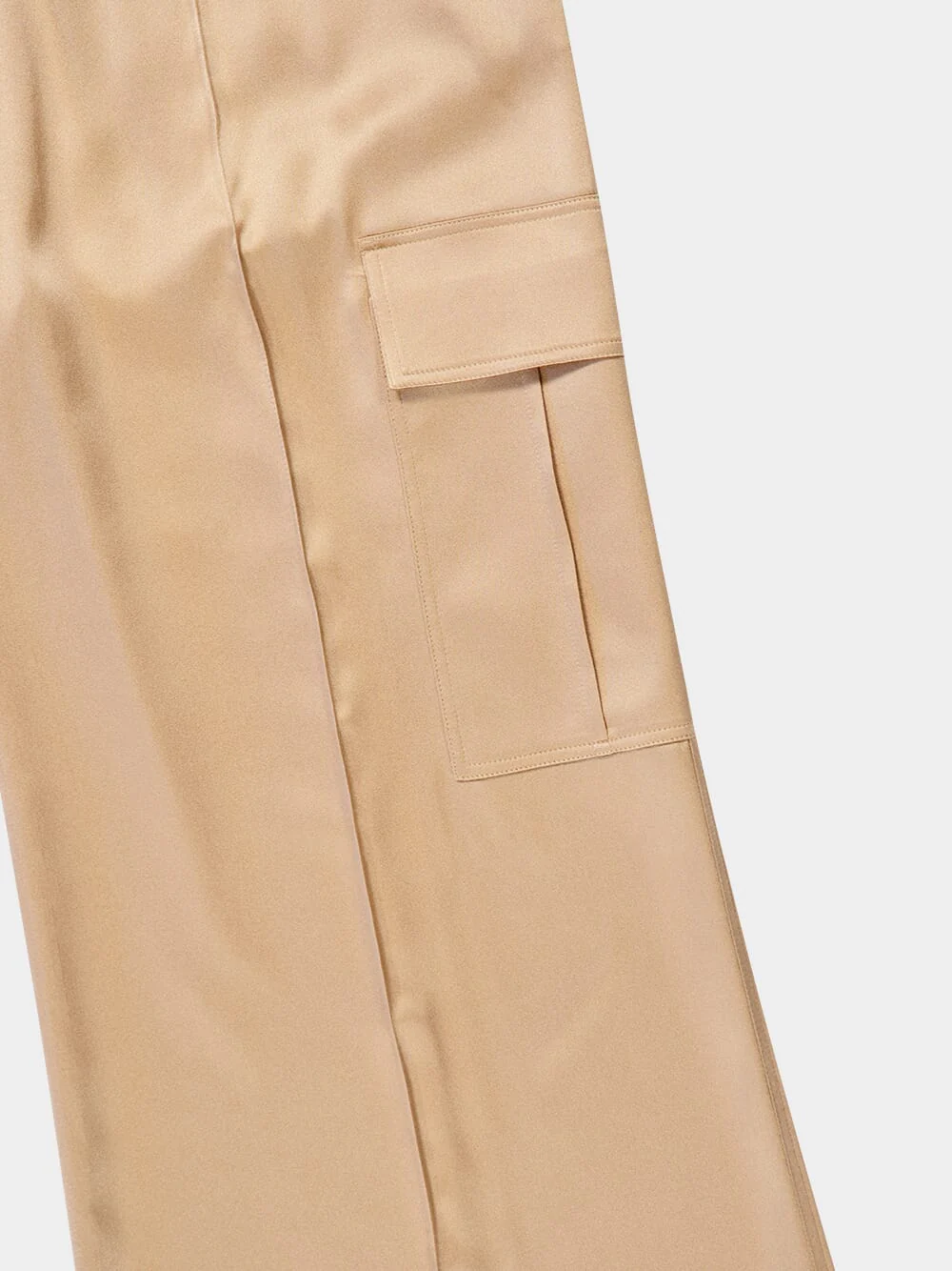 Pale Beige Stretch Silk Cargo PJ Pants - Image 6