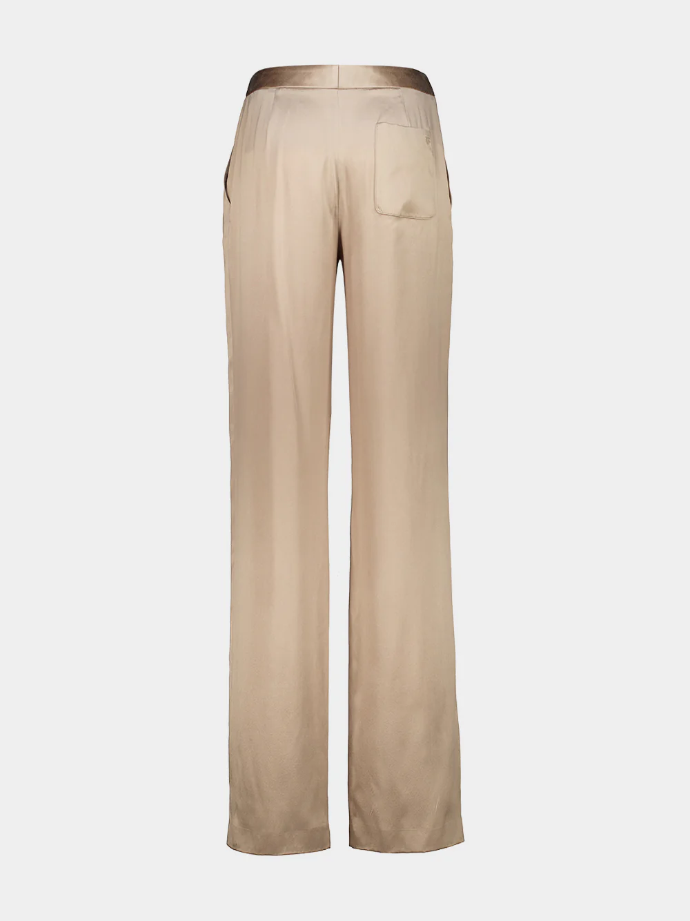 Desert Taupe Silk Satin Double Pleat Pants - Image 4