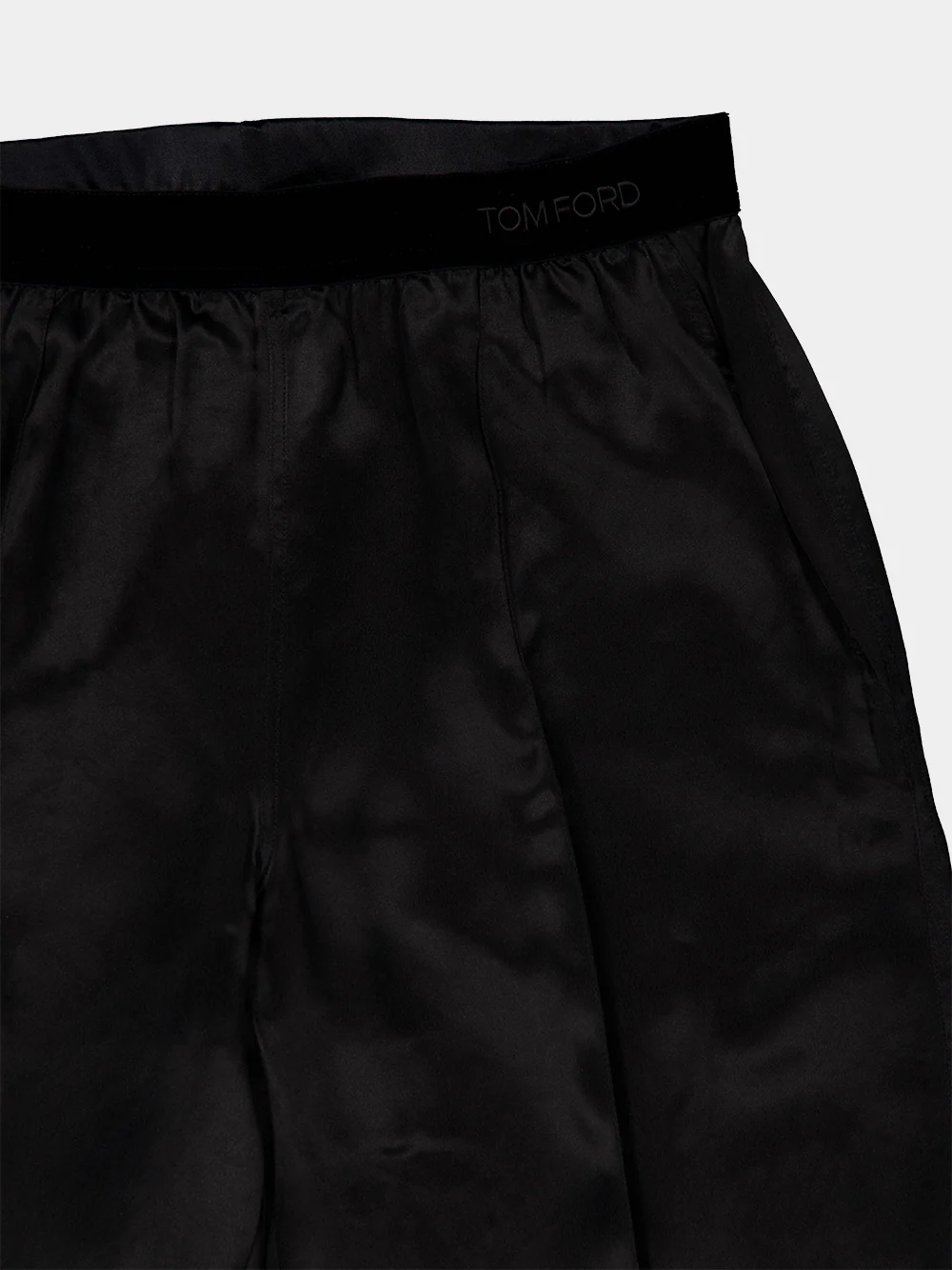 Black Peach-Feel Silk Satin PJ Pants - Image 3