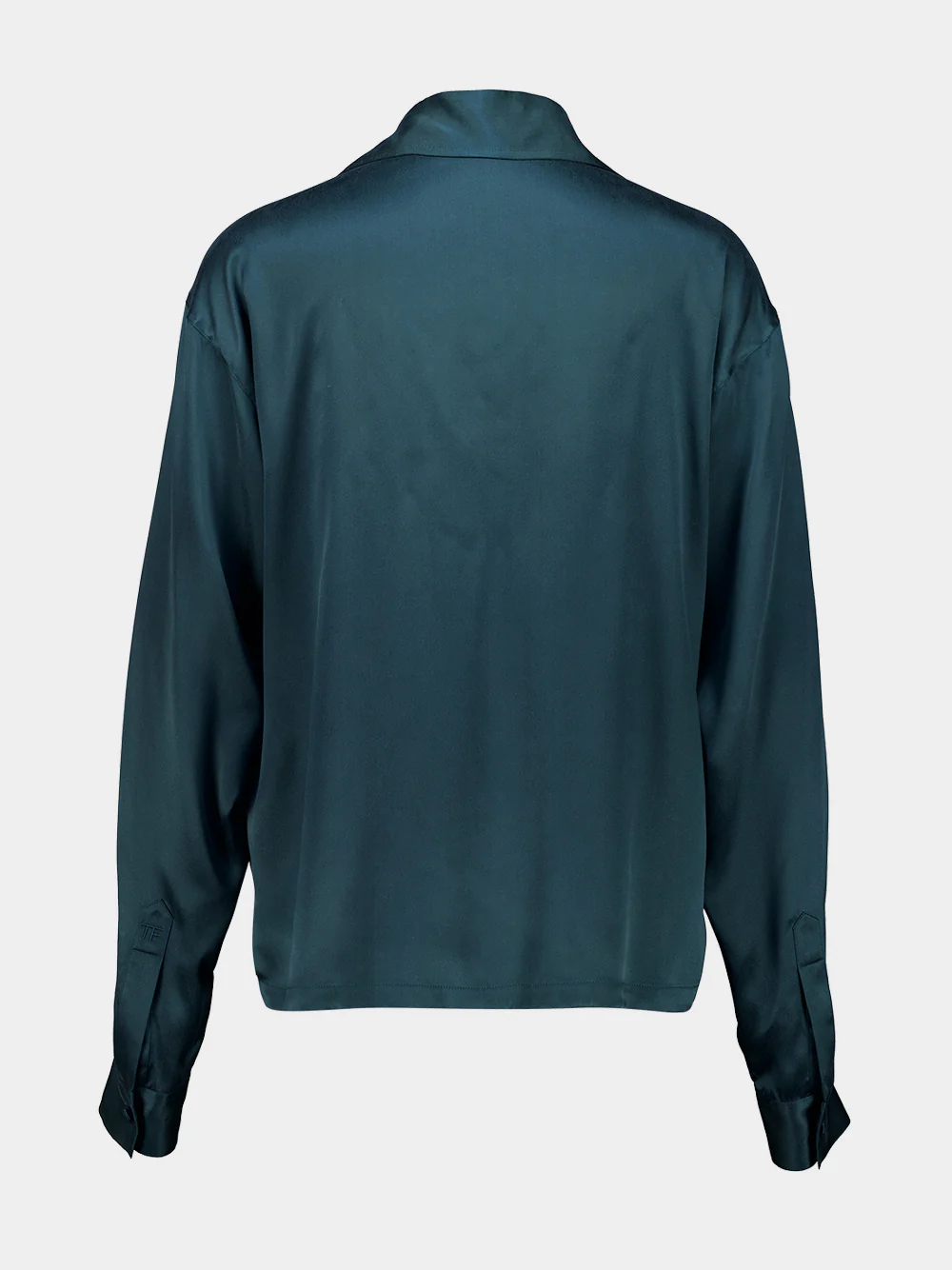 Teal Peach-Feel Silk Satin Polo - Image 2
