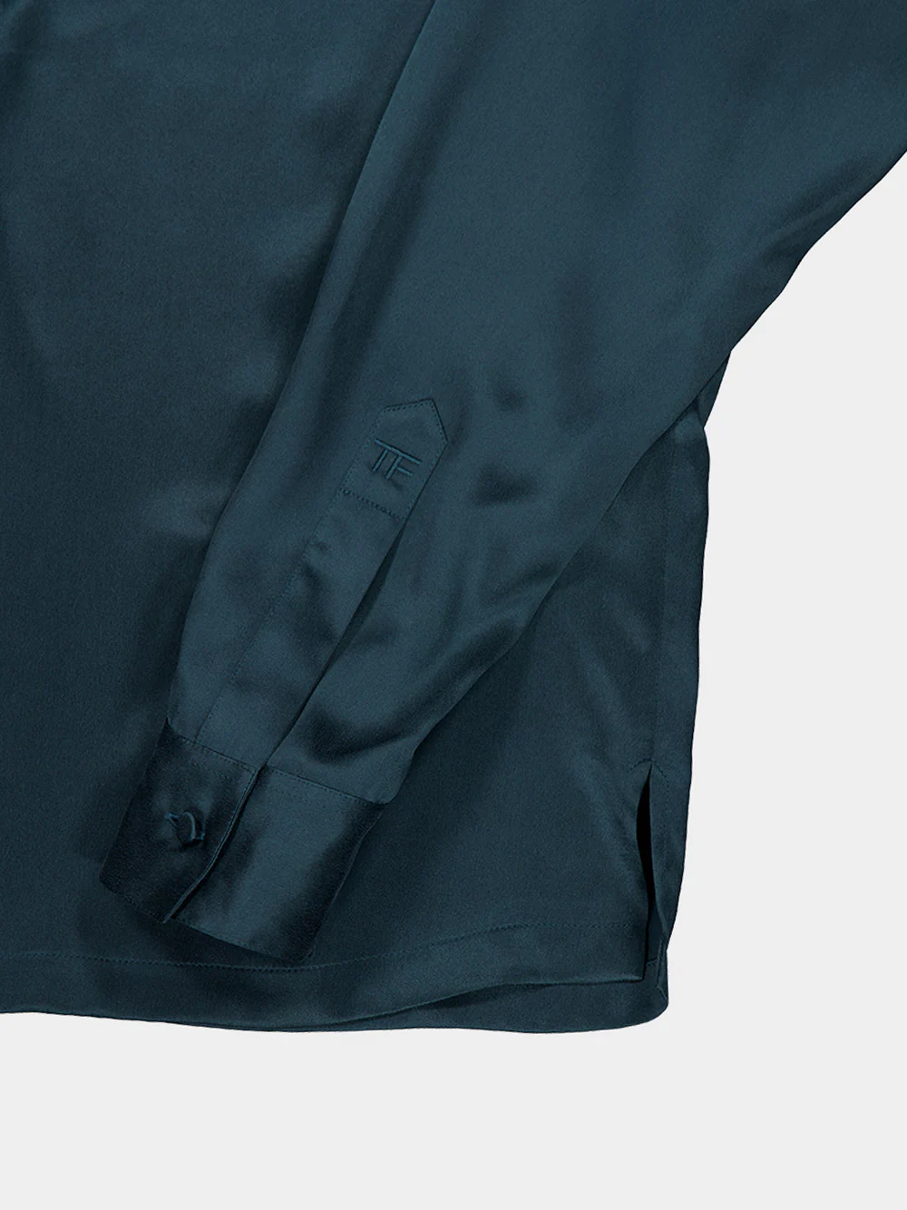 Teal Peach-Feel Silk Satin Polo - Image 3