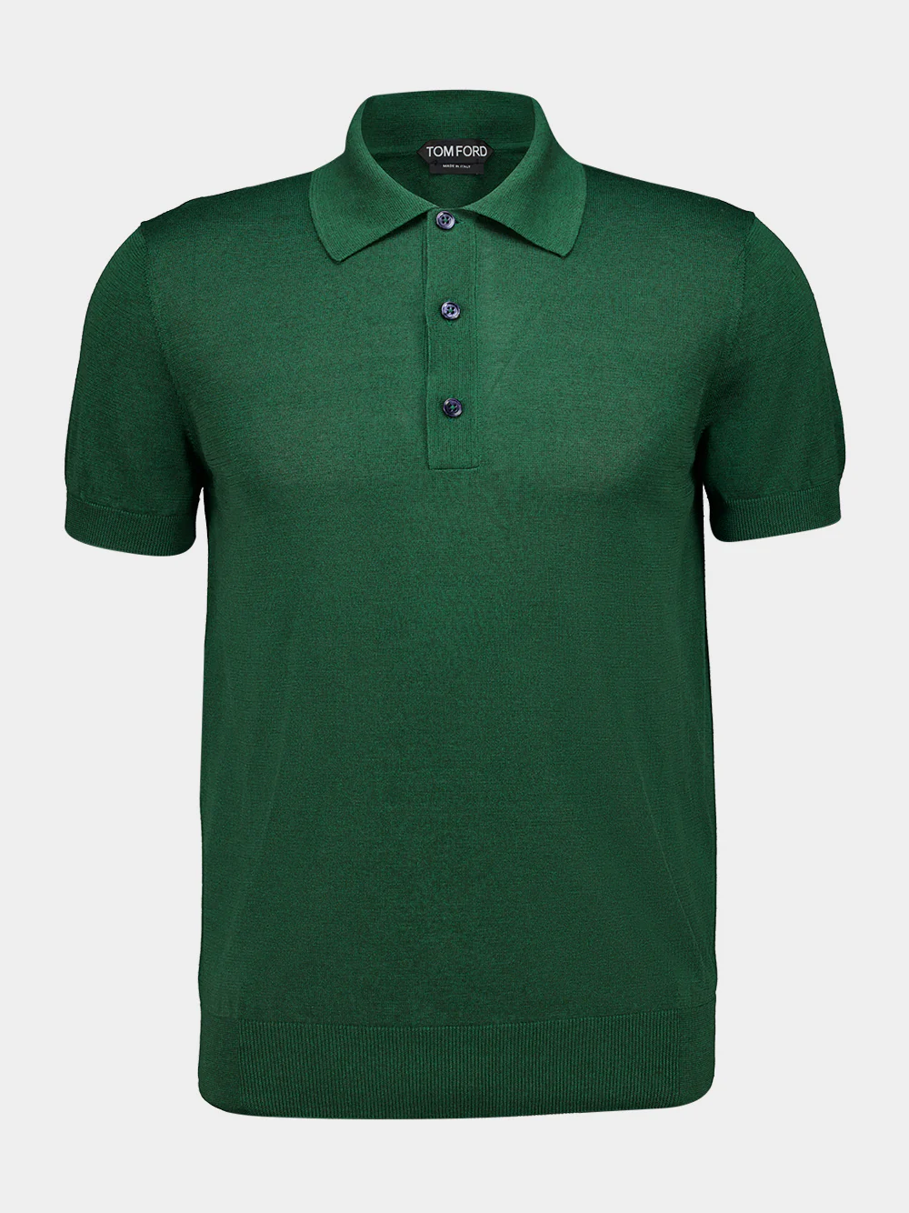 Forest Green Silk and Linen Polo Shirt