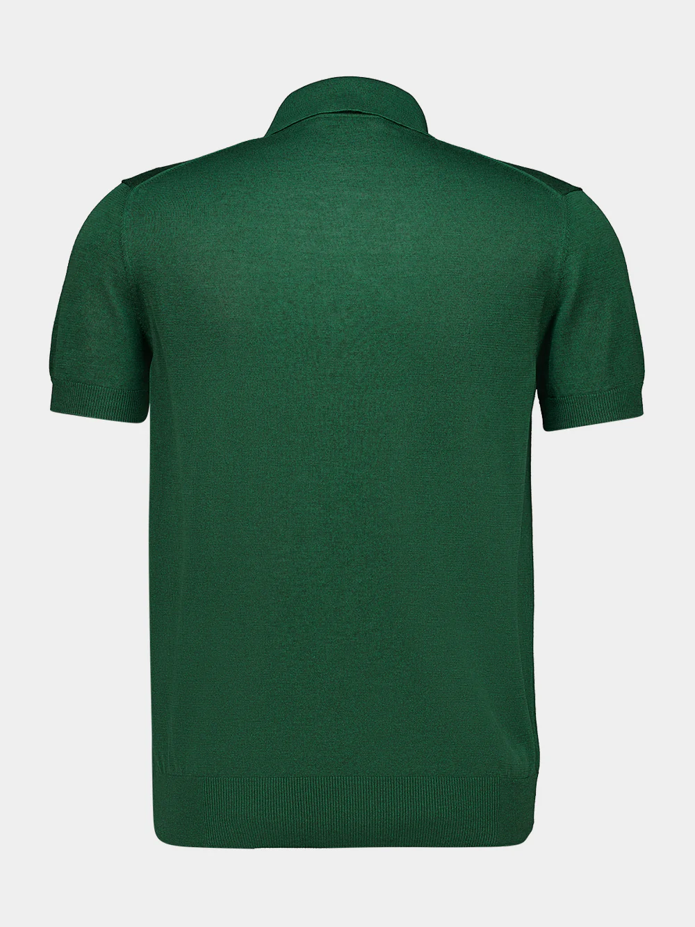 Forest Green Silk and Linen Polo Shirt - Image 2