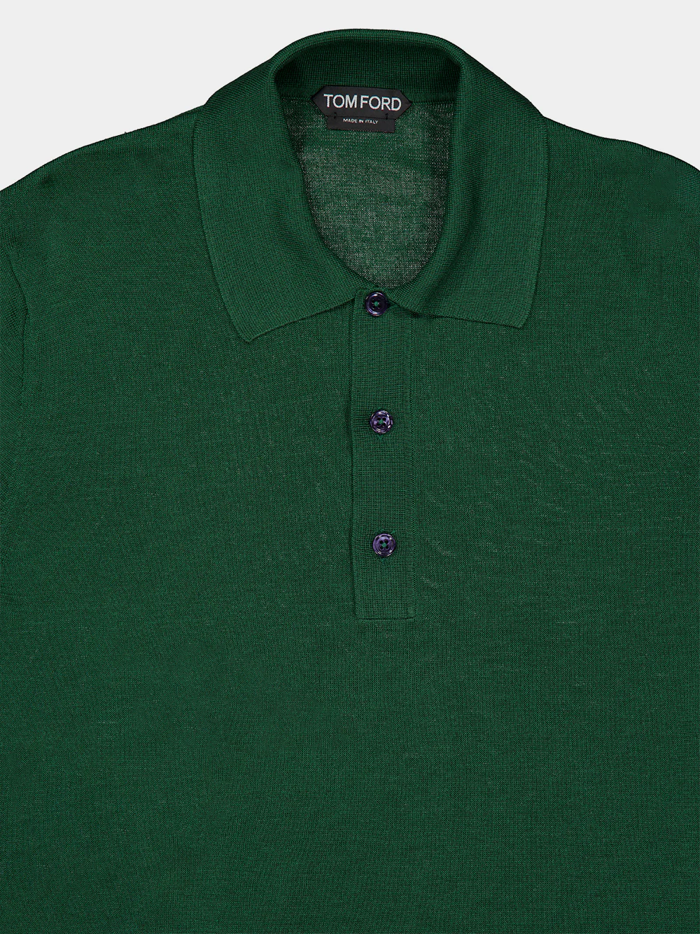Forest Green Silk and Linen Polo Shirt - Image 3