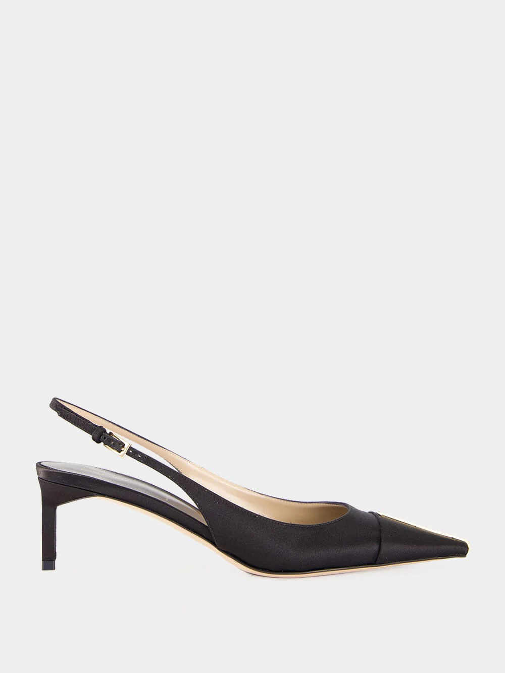 Black Crystal Silk Slingback Pumps