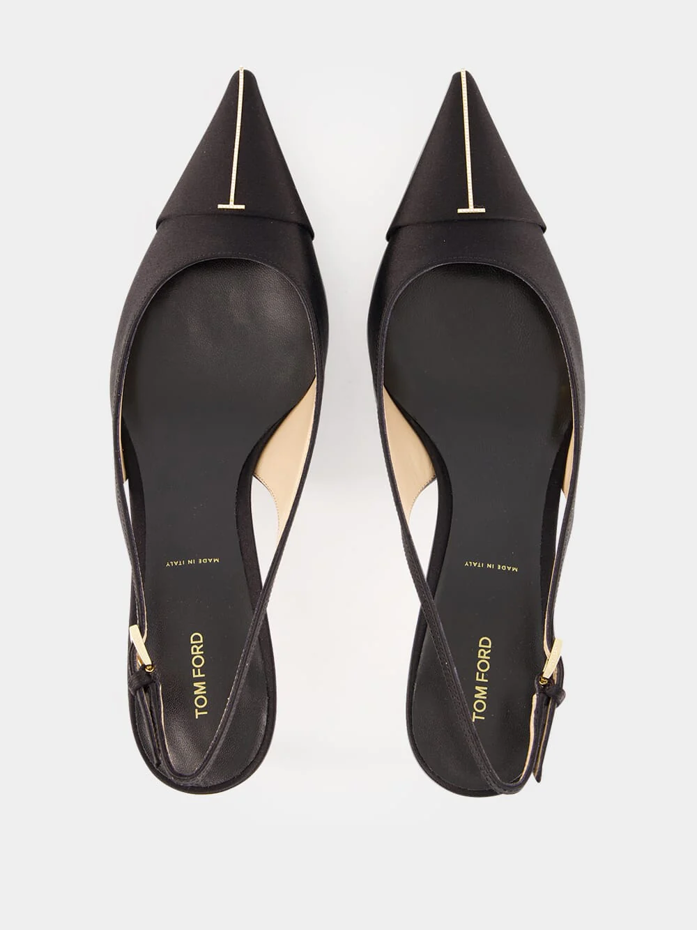 Black Crystal Silk Slingback Pumps - Image 4