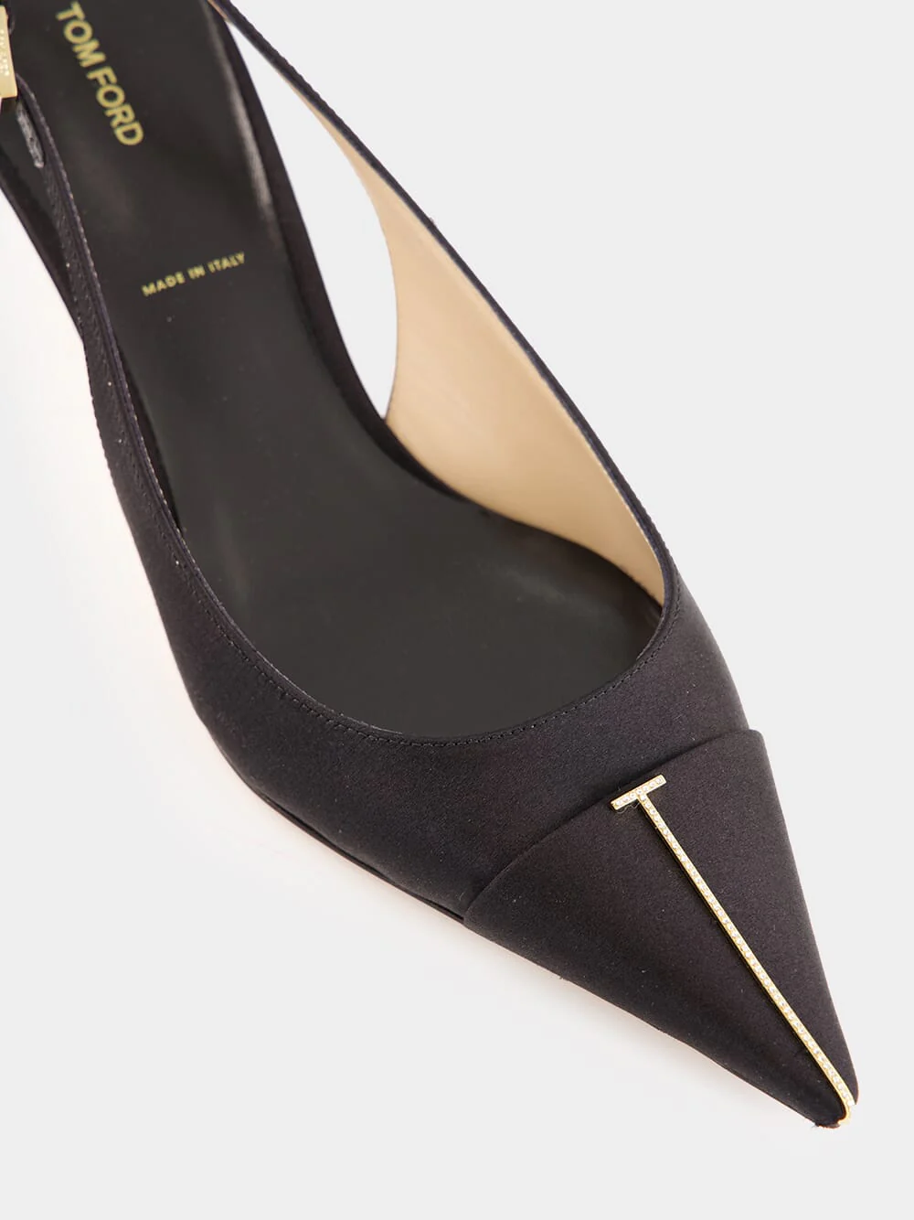Black Crystal Silk Slingback Pumps - Image 7