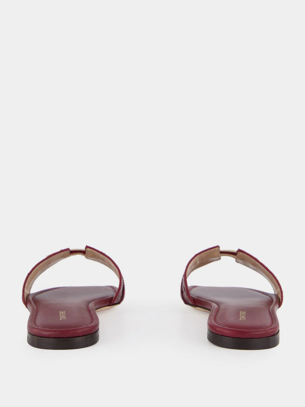 Ruby Red Flat Leather Slides - Image 5