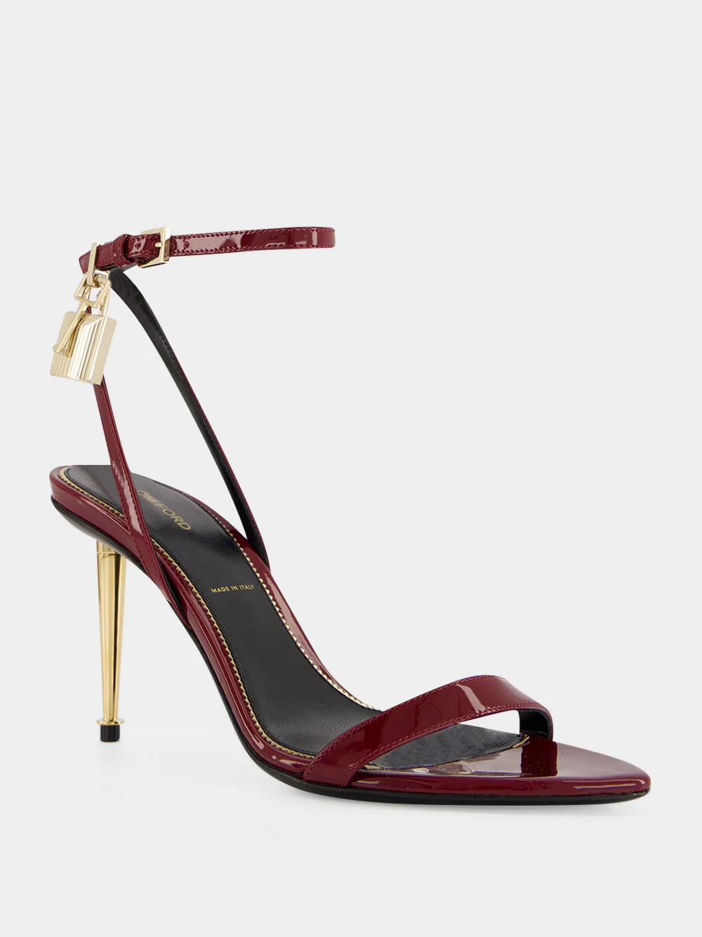 Ruby Red Padlock Pointy Sandals - Image 2