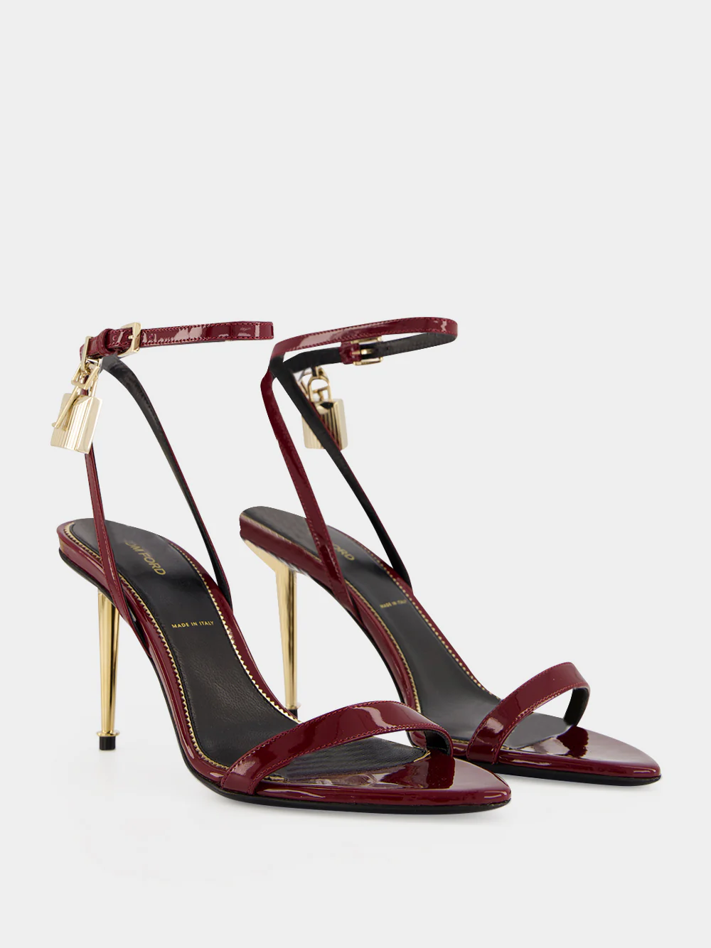 Ruby Red Padlock Pointy Sandals - Image 3