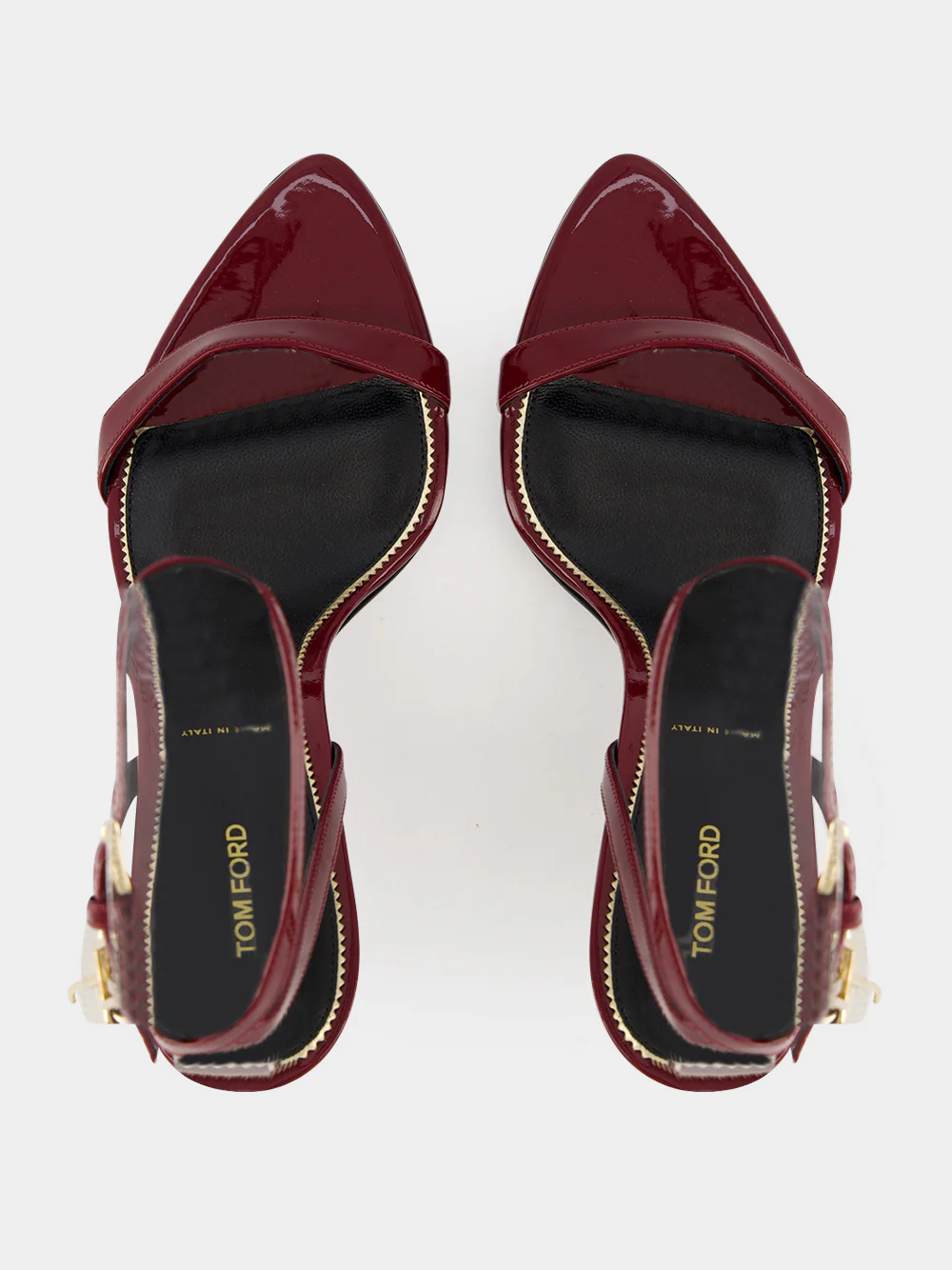 Ruby Red Padlock Pointy Sandals - Image 4