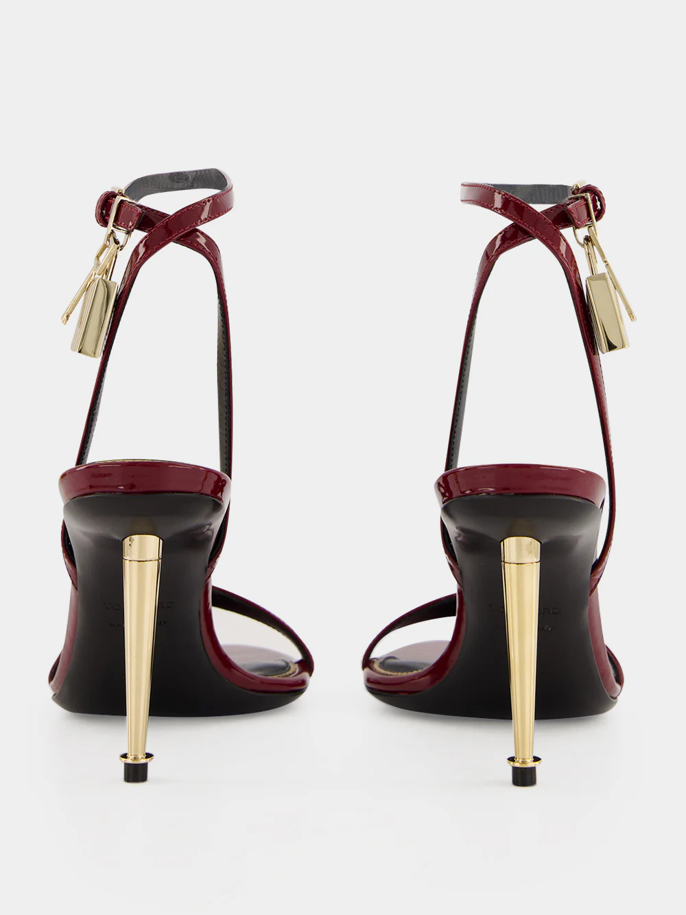 Ruby Red Padlock Pointy Sandals - Image 5
