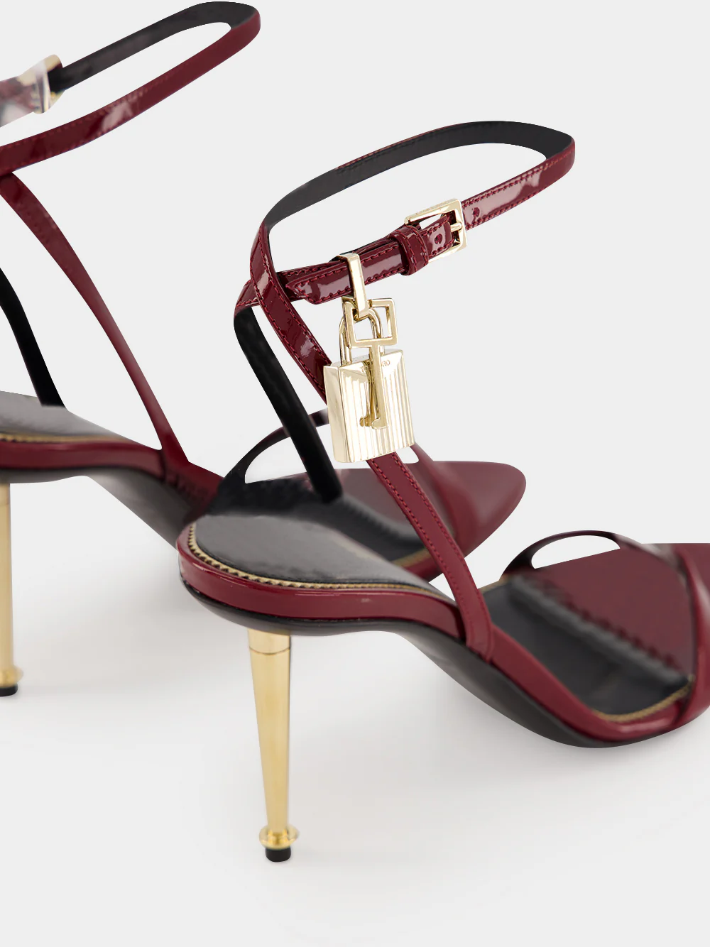 Ruby Red Padlock Pointy Sandals - Image 6