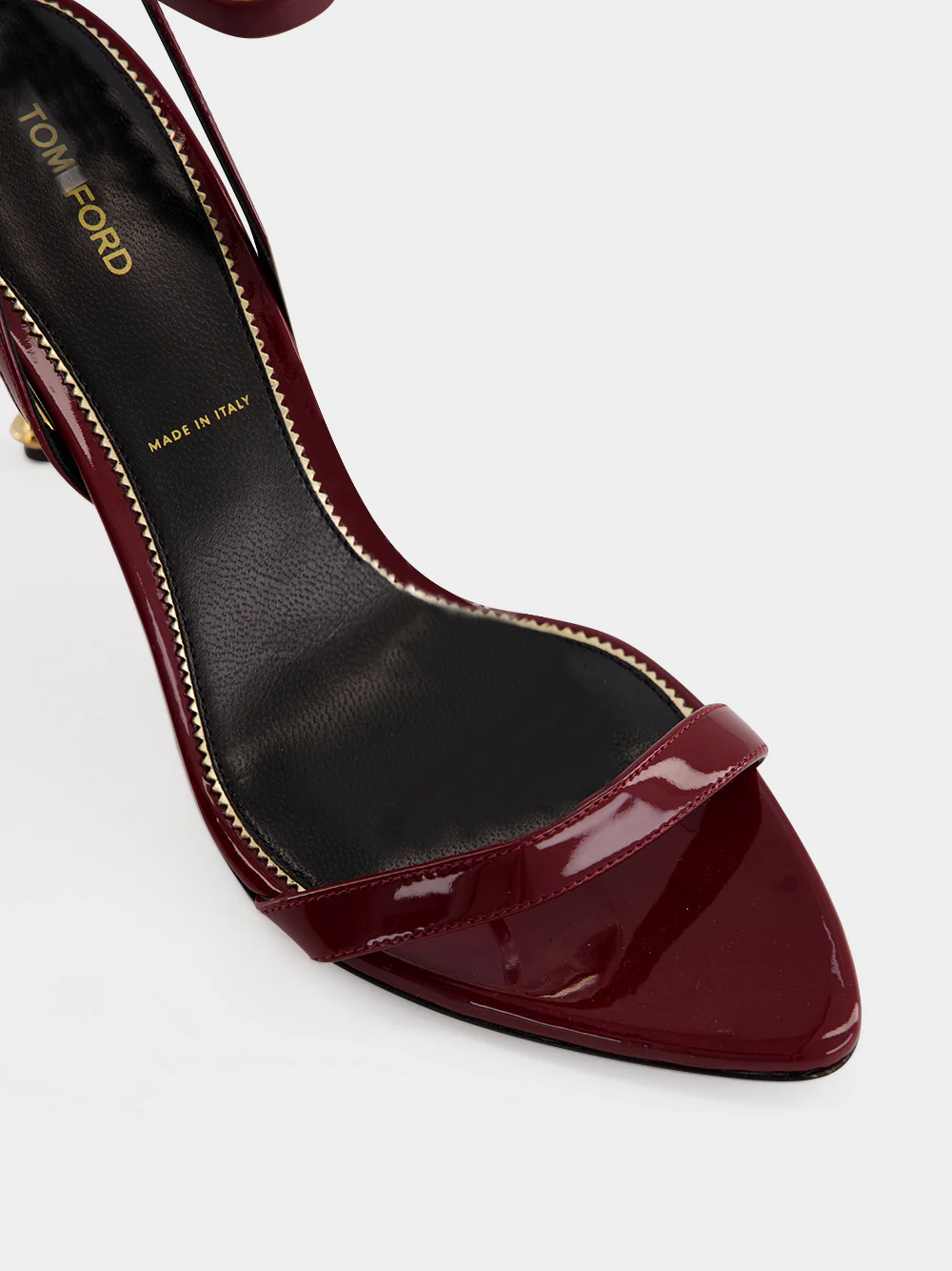 Ruby Red Padlock Pointy Sandals - Image 7
