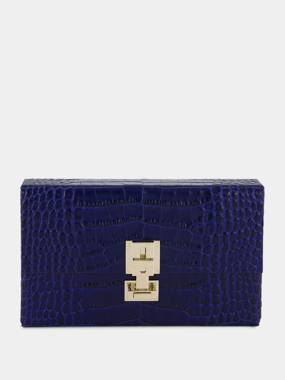 Sea Blue Crocodile Clutch in Leather