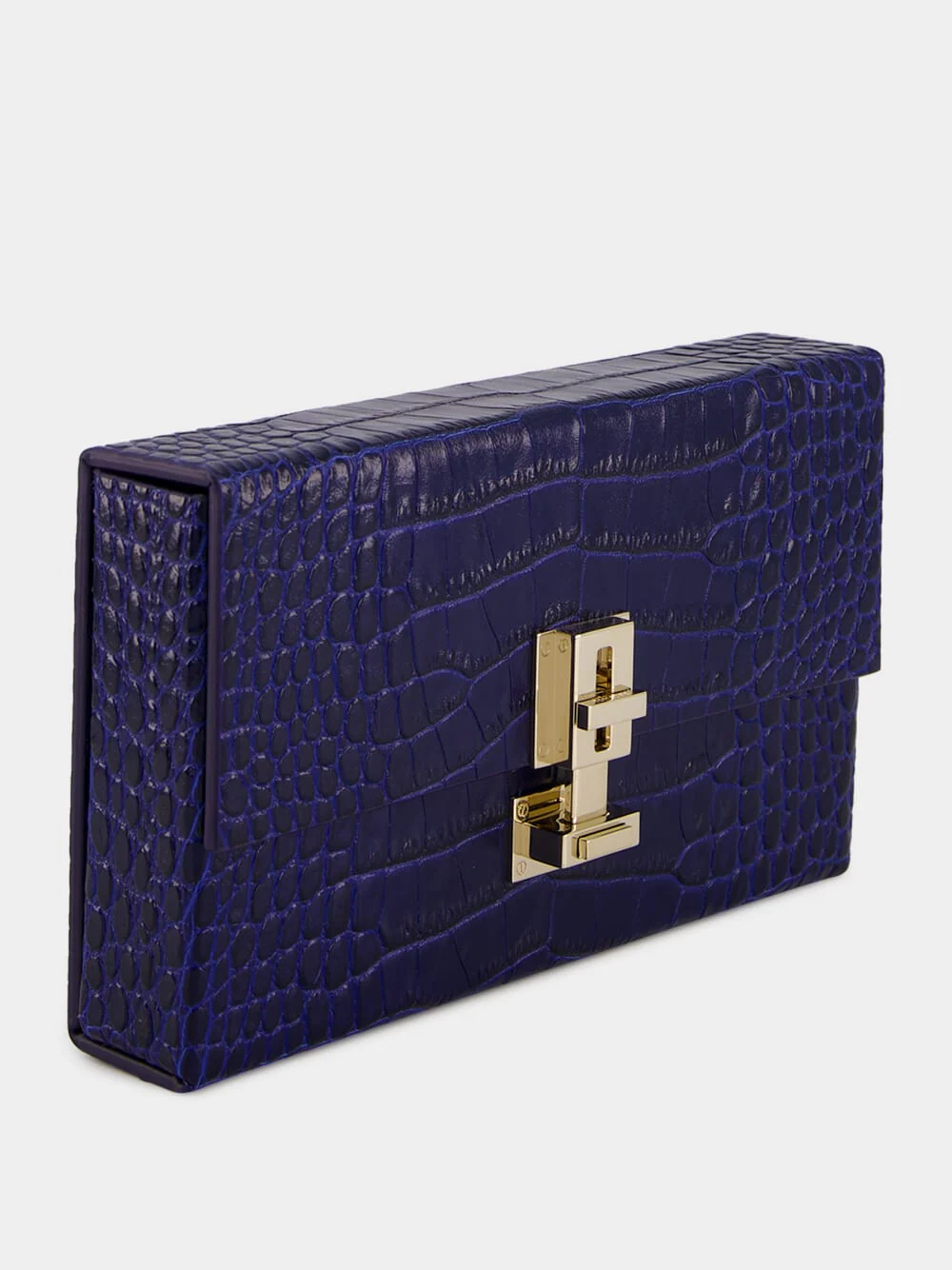Sea Blue Crocodile Clutch in Leather - Image 2