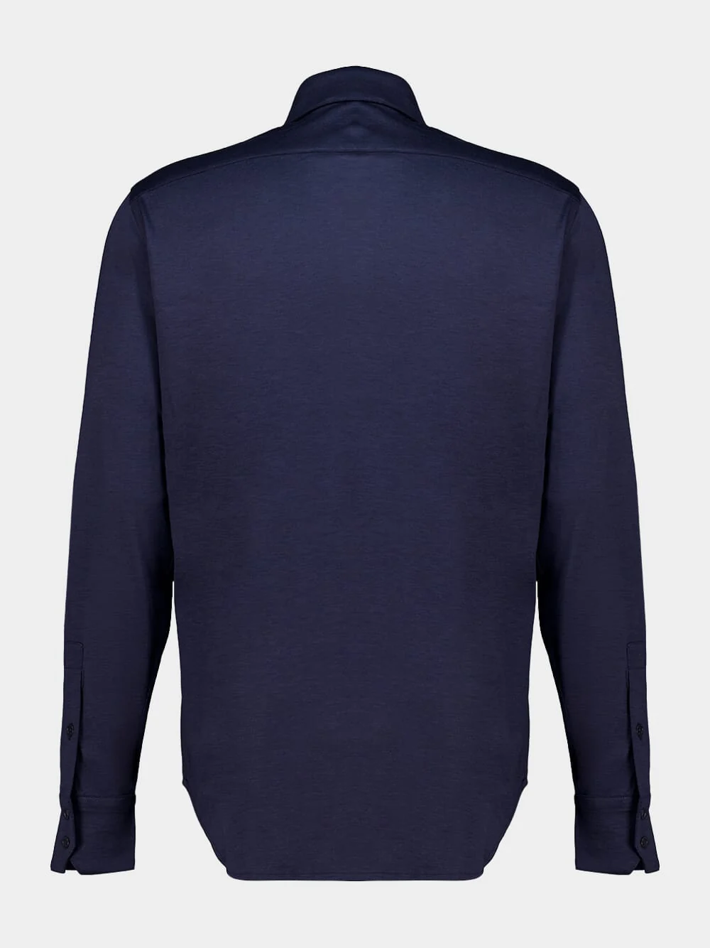 Navy Blue Silk Cotton Blend Military Shirt - Image 3