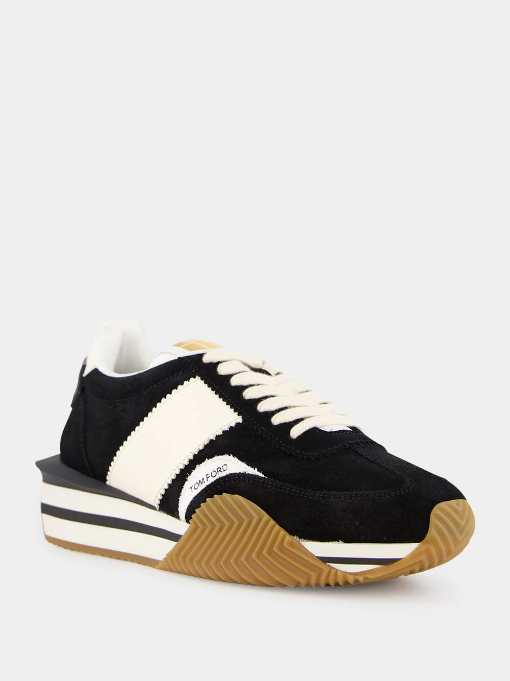 Black and Cream Low-Top Sneakers - Image 2