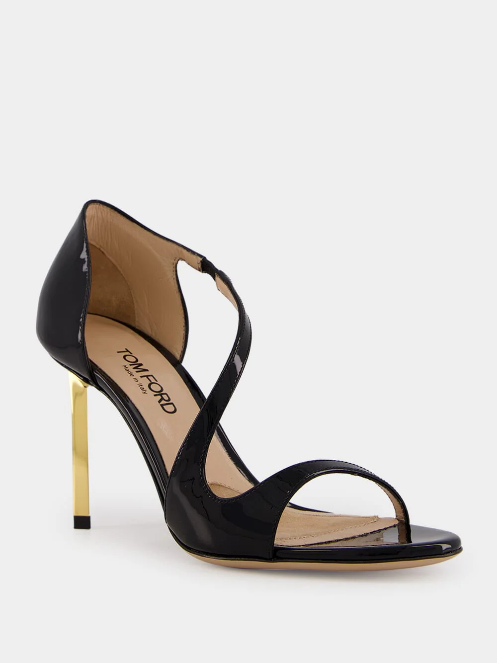 Black Mid-Heel Leather Sandals - Image 2